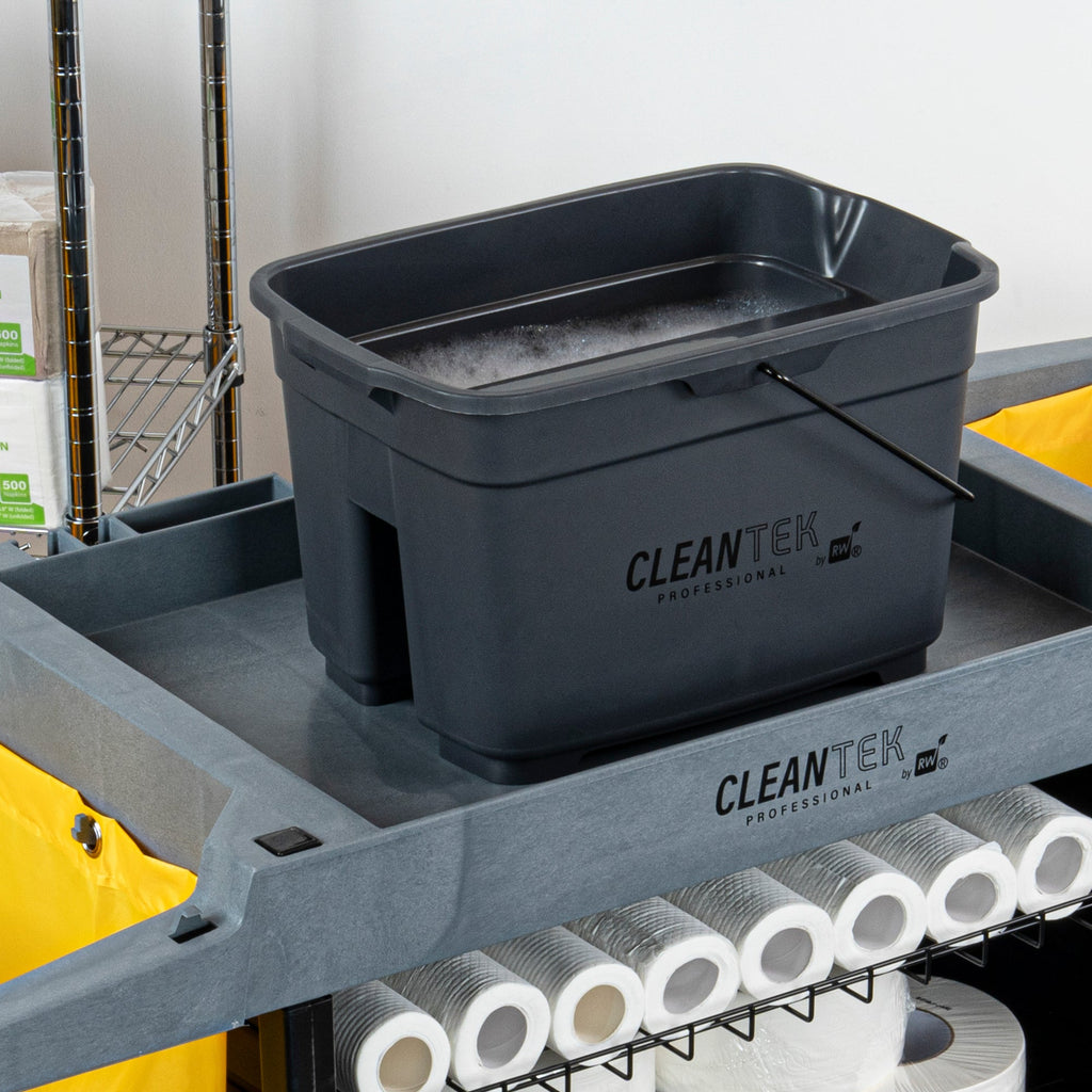 Clean Tek Professional 19 Qt Gray Divided Bucket / Caddy - 18" x 13" x 11" - 1 count box
