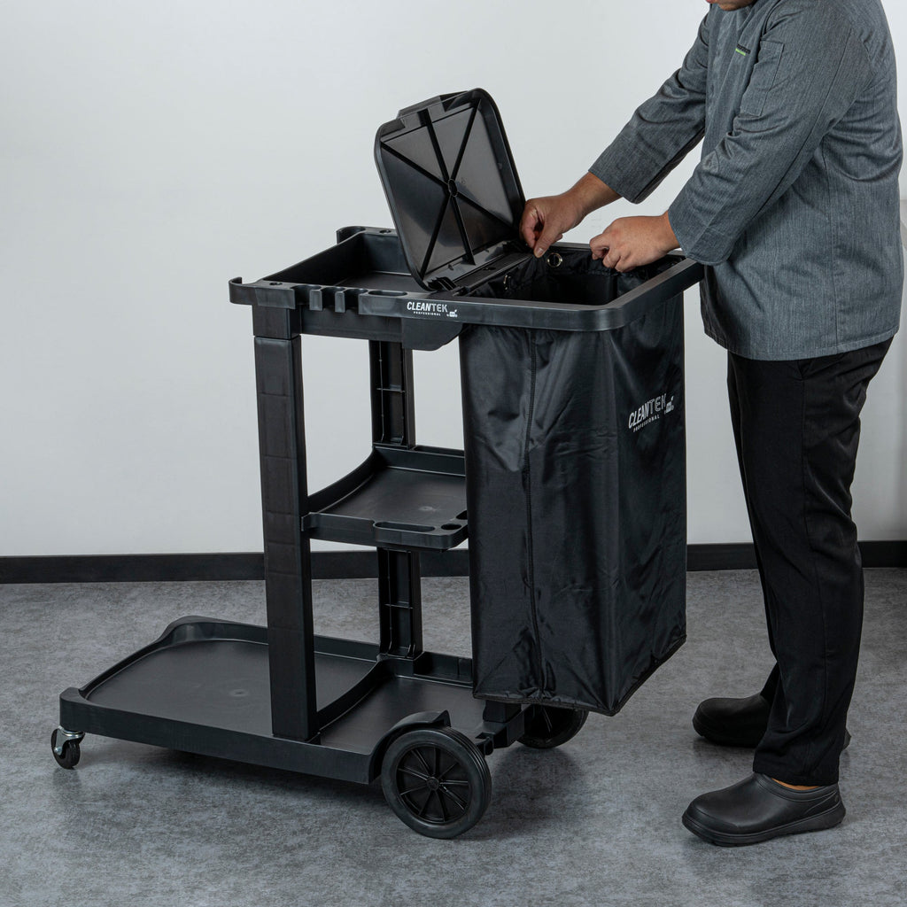 Clean Tek Professional 18 gal Black Plastic Bag - for 3-Shelf Janitor Cart - 1 count box