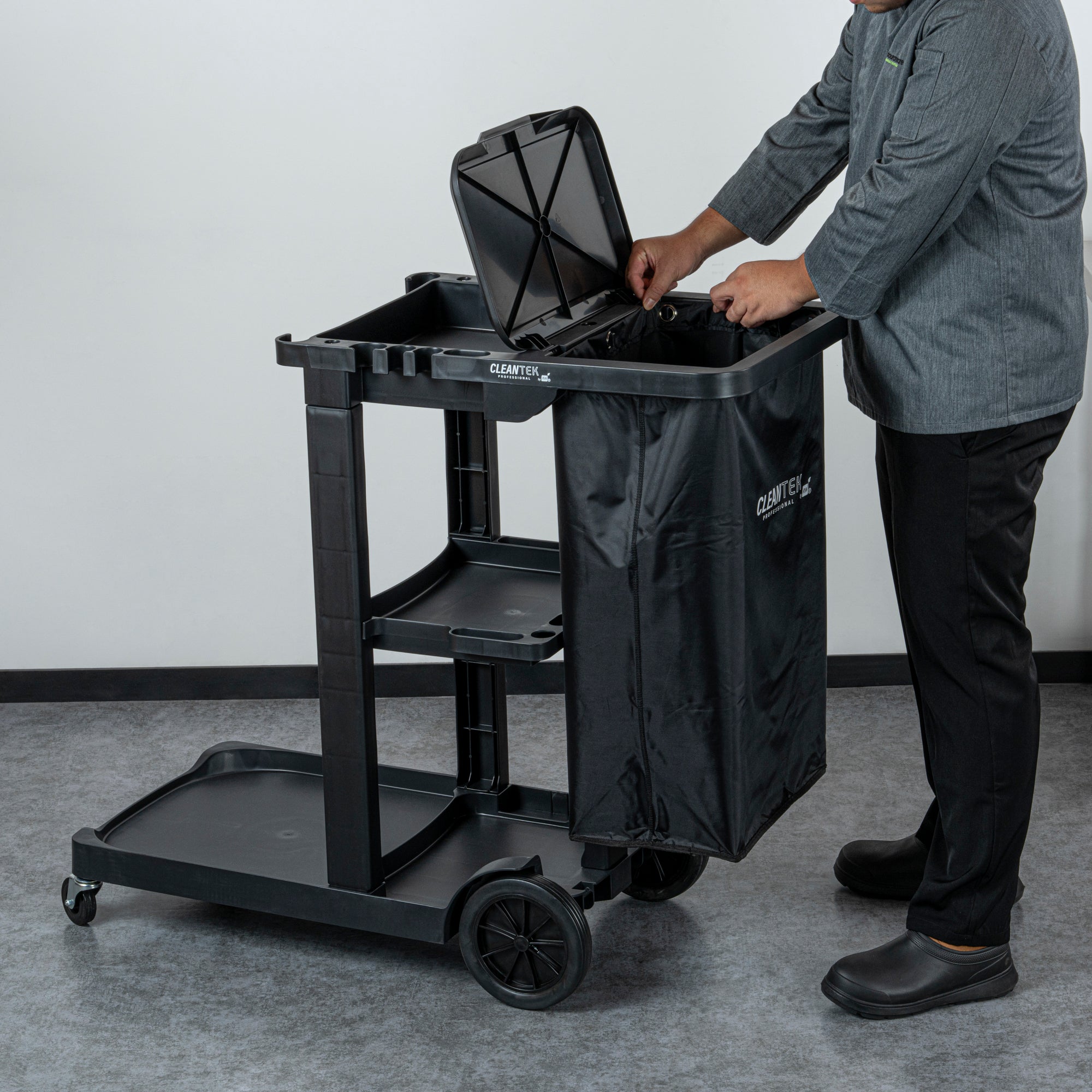 Clean Tek Professional 18 gal Black Plastic Bag - for 3-Shelf Janitor Cart - 1 count box