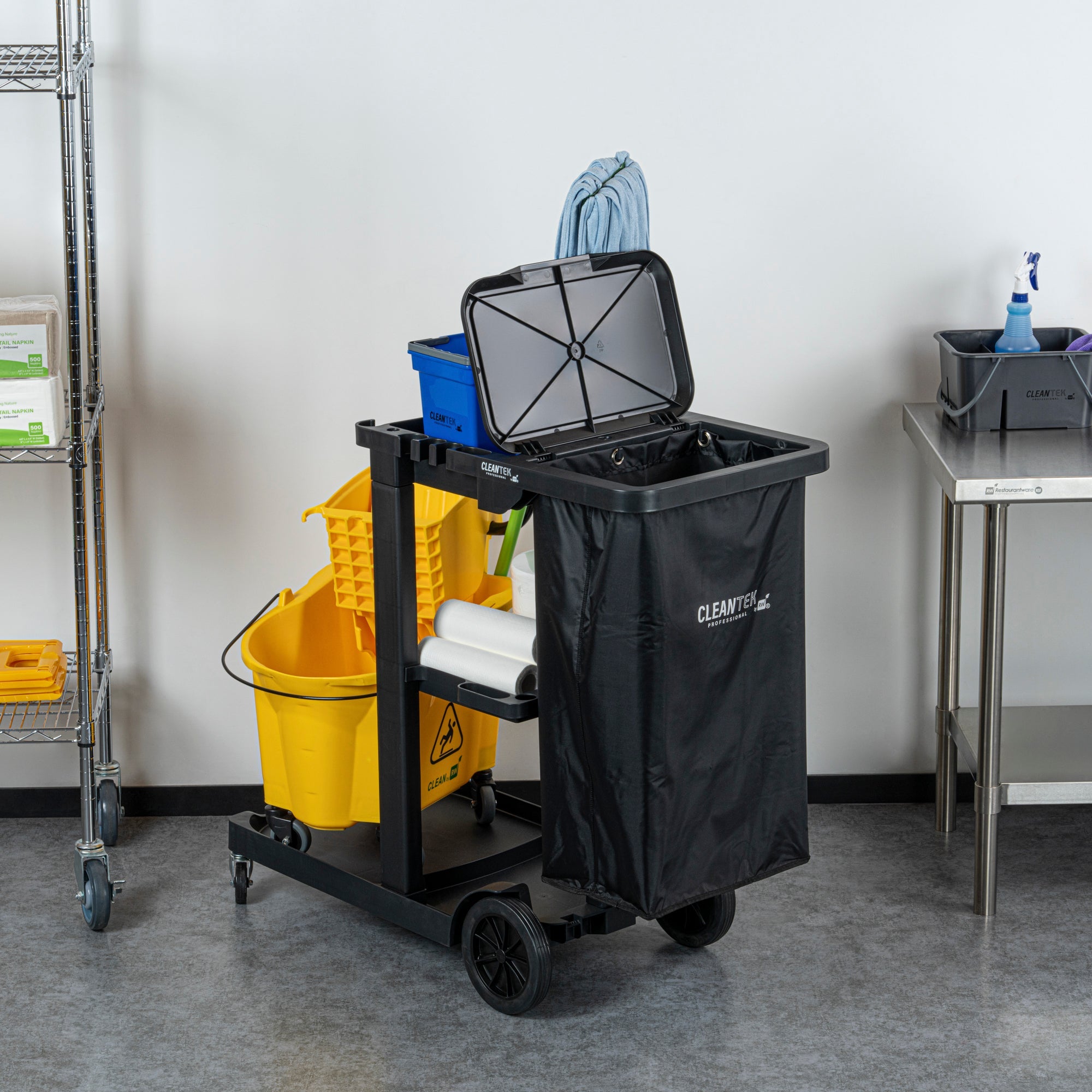Clean Tek Professional 18 gal Black Plastic Bag - for 3-Shelf Janitor Cart - 1 count box