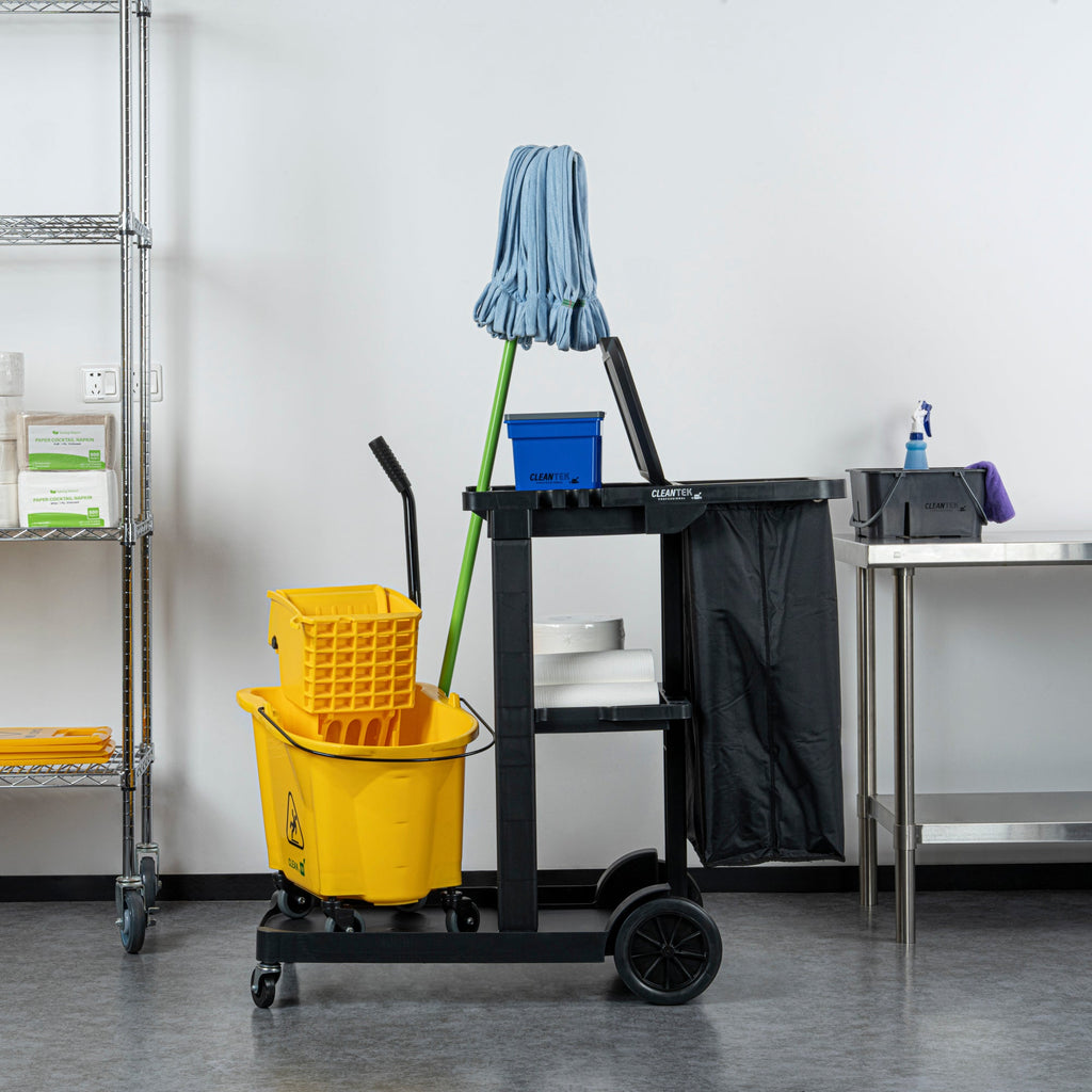 Clean Tek Professional 18 gal Black Plastic Bag - for 3-Shelf Janitor Cart - 1 count box