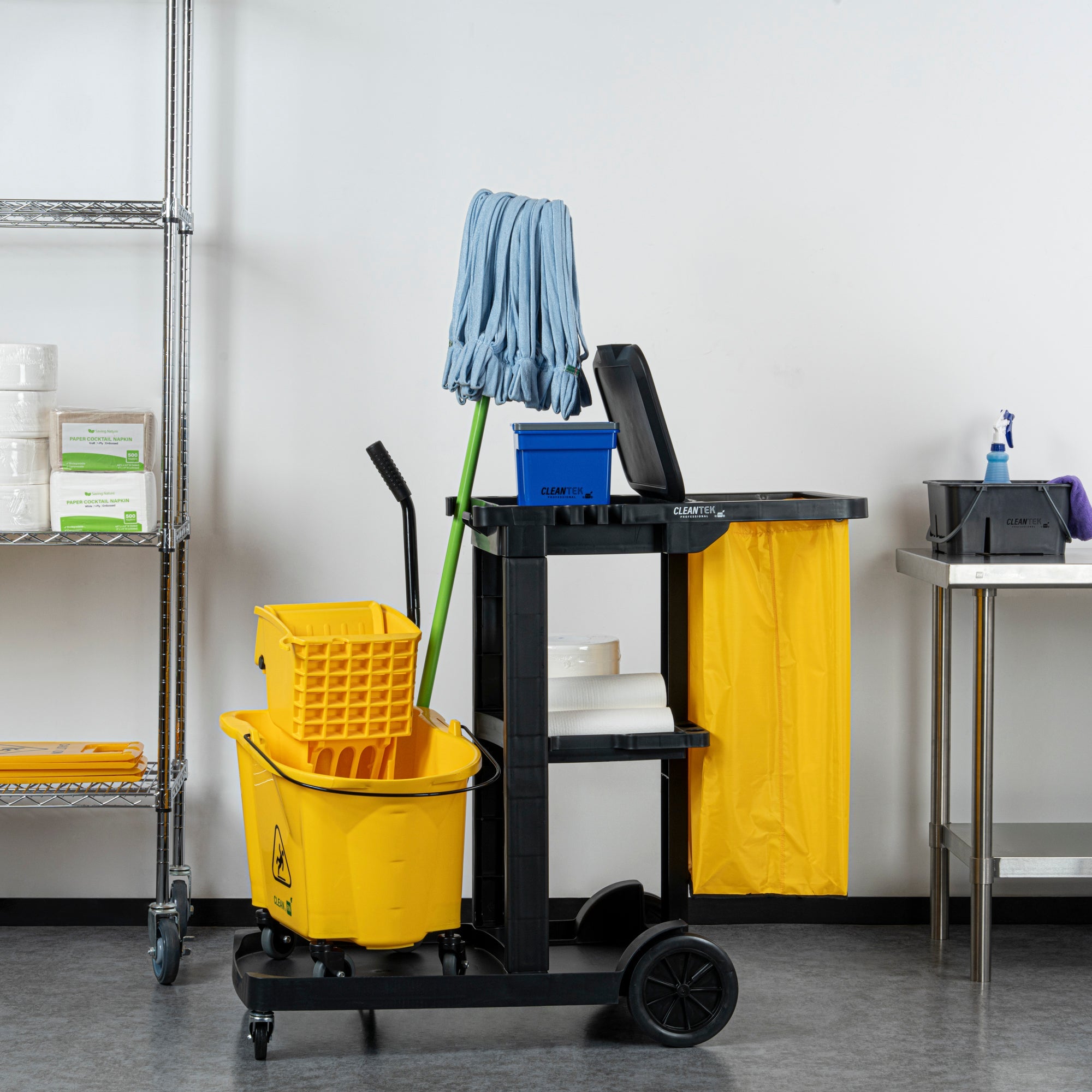 Clean Tek Professional 18 gal Yellow Plastic Bag - for 3-Shelf Janitor Cart - 1 count box