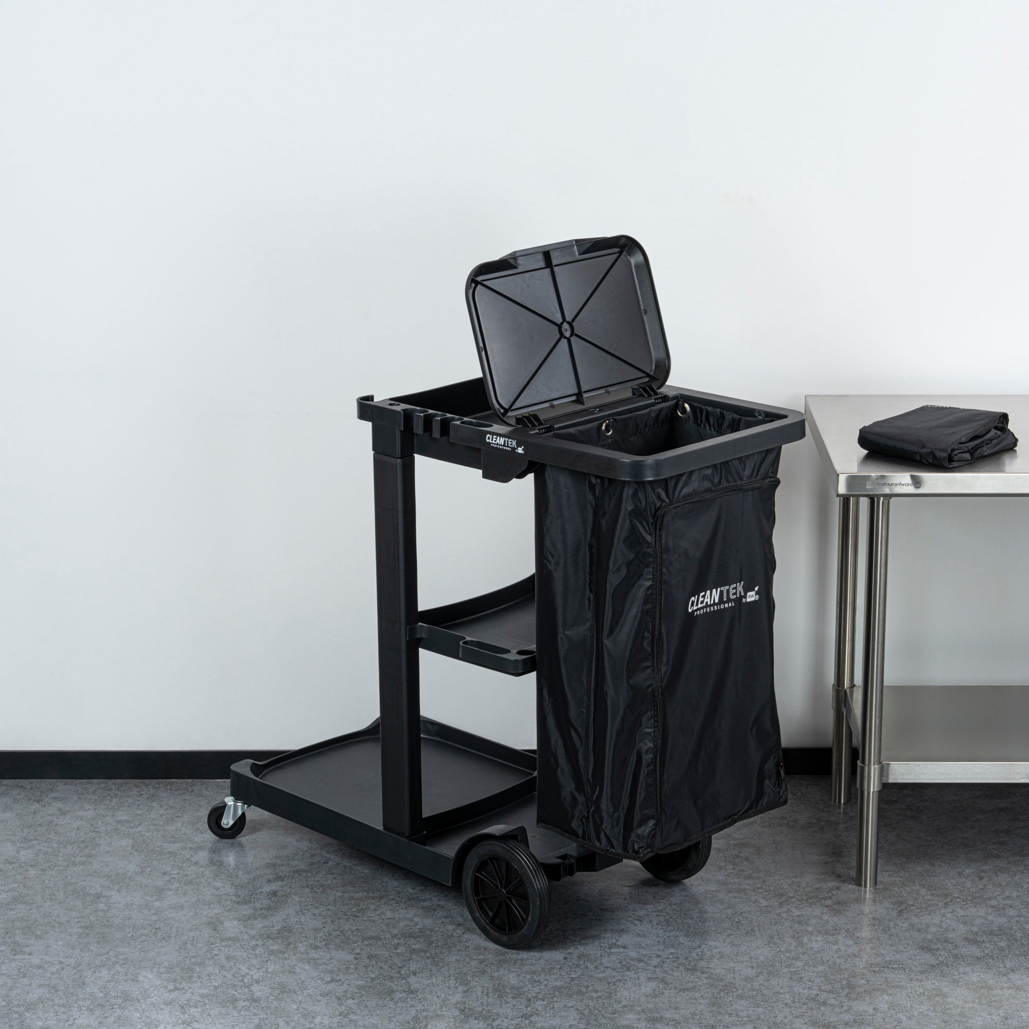 Clean Tek Professional 18 gal Black Plastic Bag - for 3-Shelf Janitor Cart, with Zipper - 1 count box