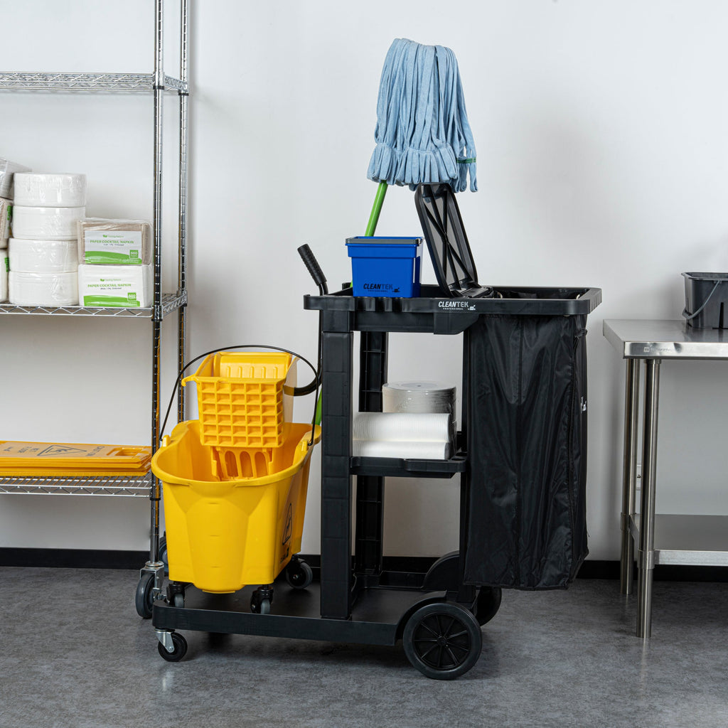 Clean Tek Professional 18 gal Black Plastic Bag - for 3-Shelf Janitor Cart, with Zipper - 1 count box
