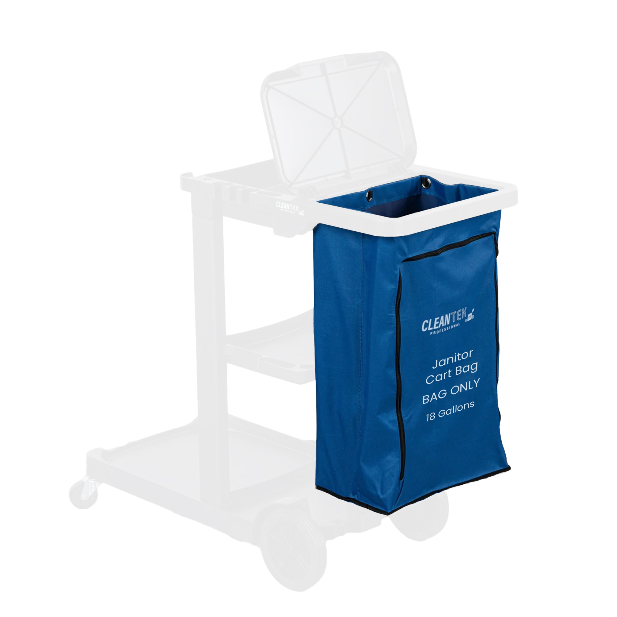 Clean Tek Professional 18 gal Blue Plastic Bag - for 3-Shelf Janitor Cart, with Zipper - 1 count box
