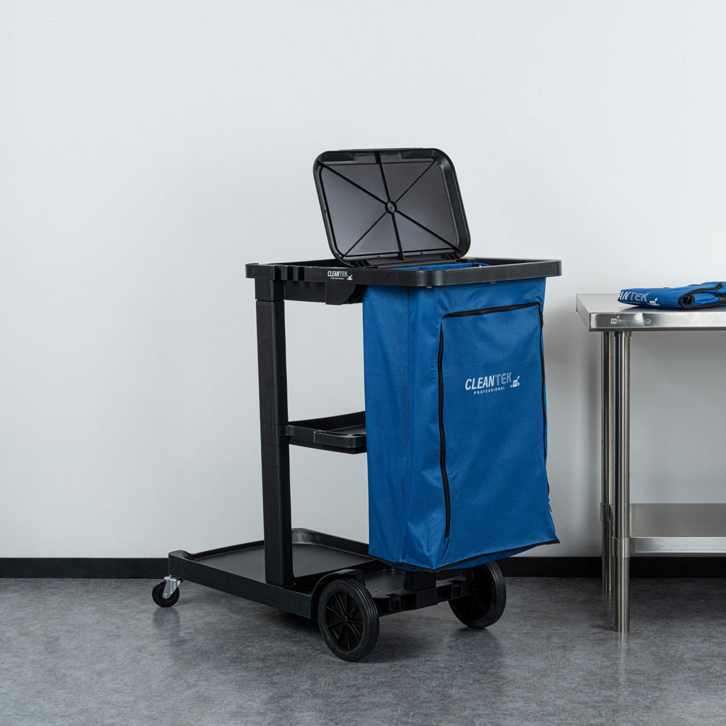 Clean Tek Professional 18 gal Blue Plastic Bag - for 3-Shelf Janitor Cart, with Zipper - 1 count box