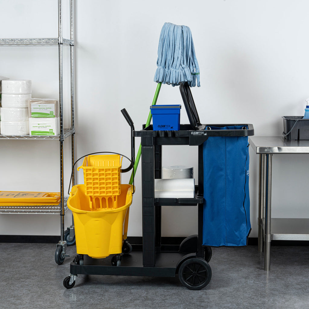 Clean Tek Professional 18 gal Blue Plastic Bag - for 3-Shelf Janitor Cart, with Zipper - 1 count box