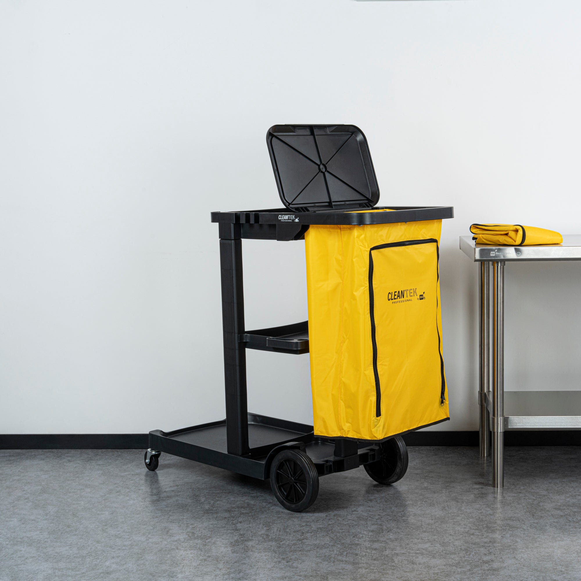 Clean Tek Professional 18 gal Yellow Plastic Bag - for 3-Shelf Janitor Cart, with Zipper - 1 count box