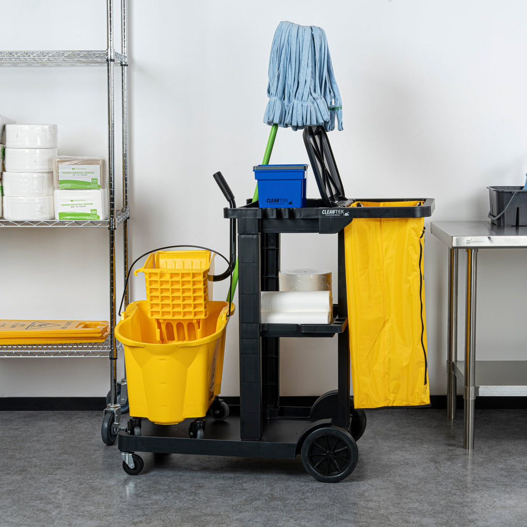 Clean Tek Professional 18 gal Yellow Plastic Bag - for 3-Shelf Janitor Cart, with Zipper - 1 count box