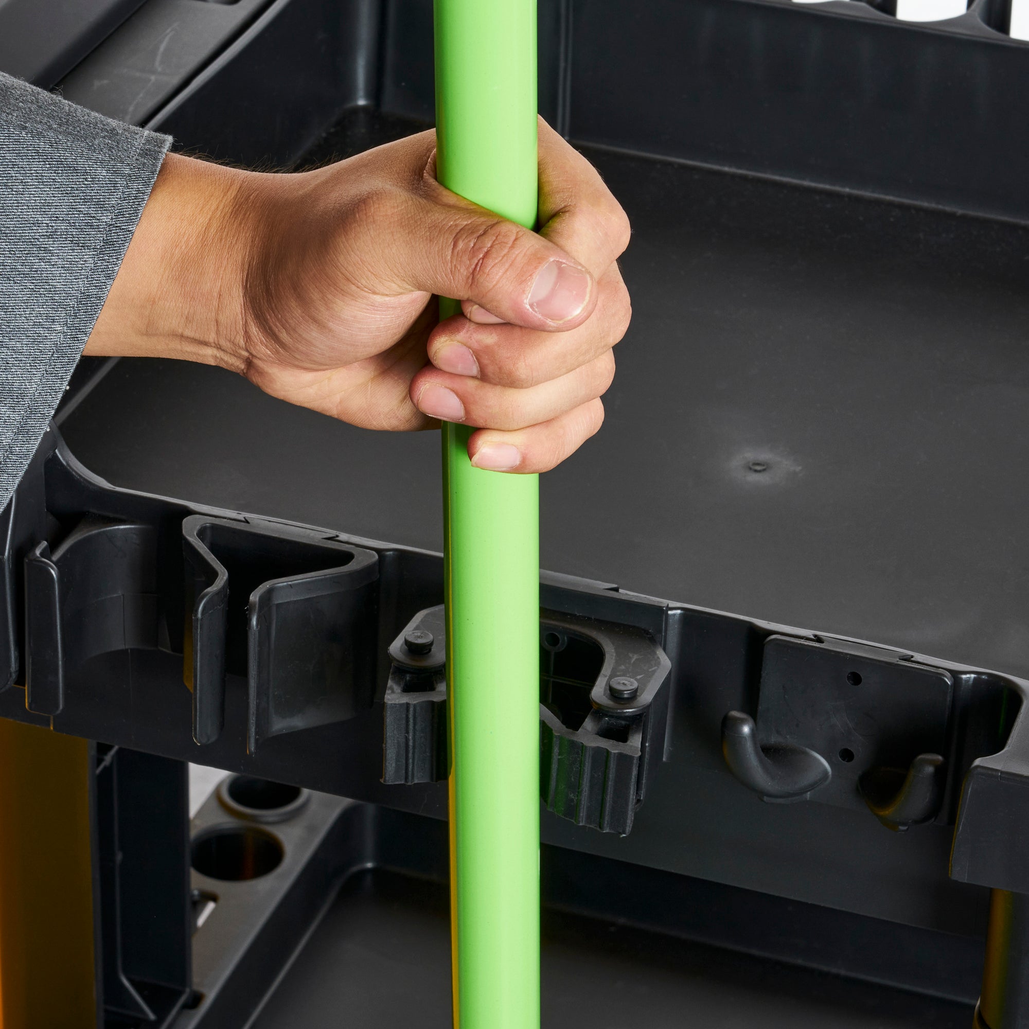 Clean Tek Professional Black Heavy Duty 3-Shelf Janitor Cart - 21 gal Bag, Lid - 52 1/4" x 33 1/2" x 39" - 1 count box