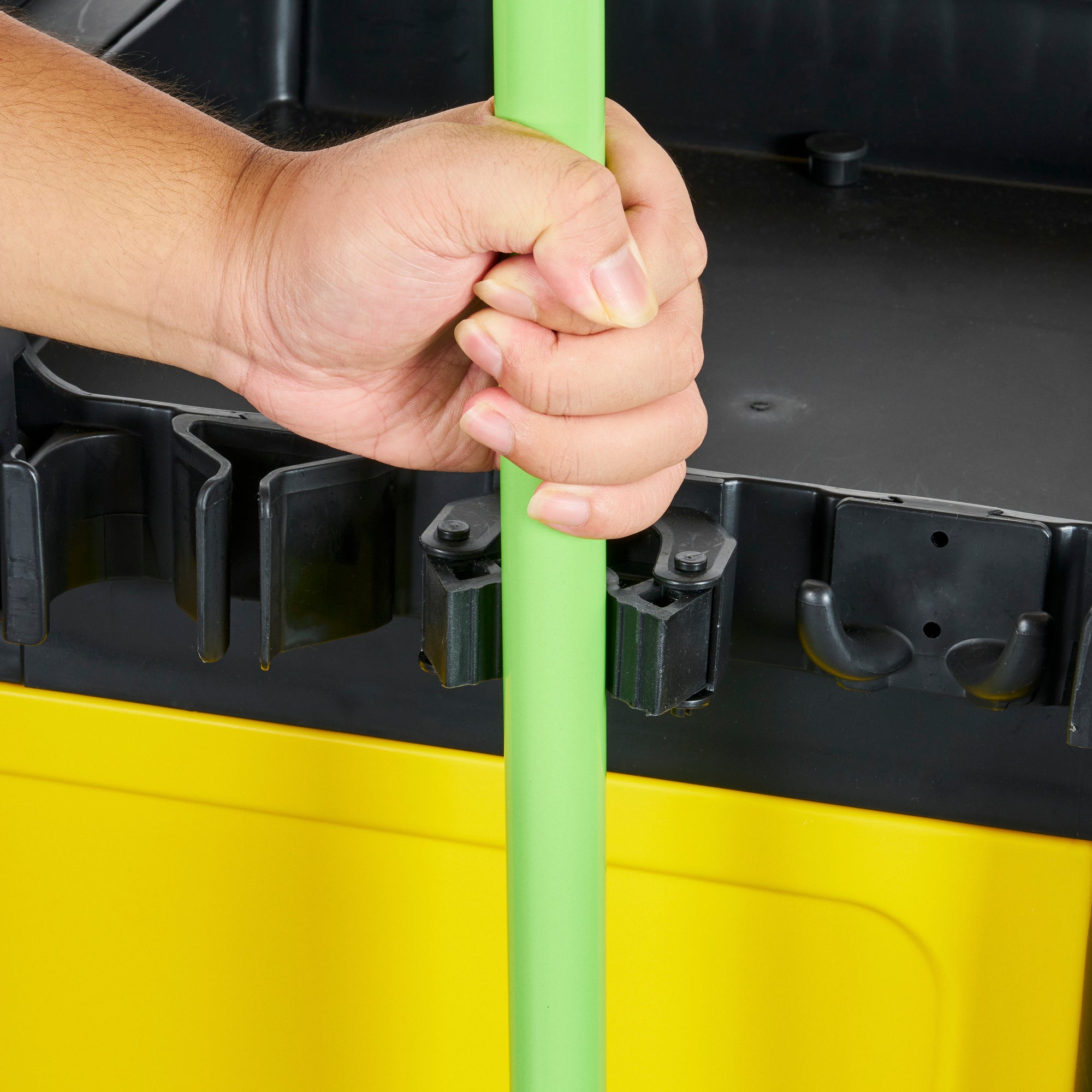 Clean Tek Professional Black Heavy Duty 3-Shelf Janitor Cart - 21 gal Bag, Lid,Double Locking Cabinet- 52 1/4" x 33 1/2" x 39" - 1 count box