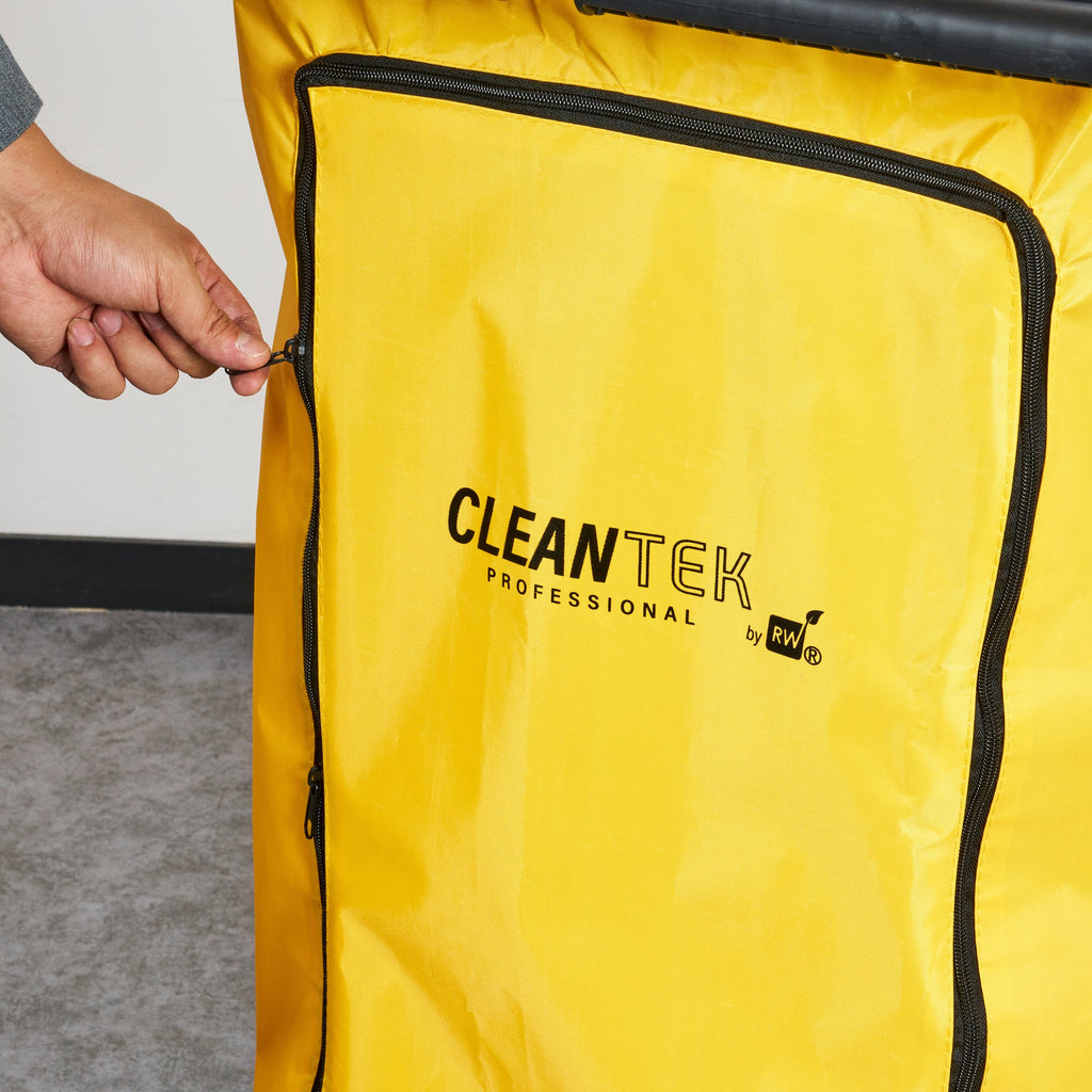 Clean Tek Professional Black Heavy Duty 3-Shelf Janitor Cart - 21 gal Bag,Lid,Single Locking Cabinet - 53 1/2" x 33 1/2" x 39" - 1 count box