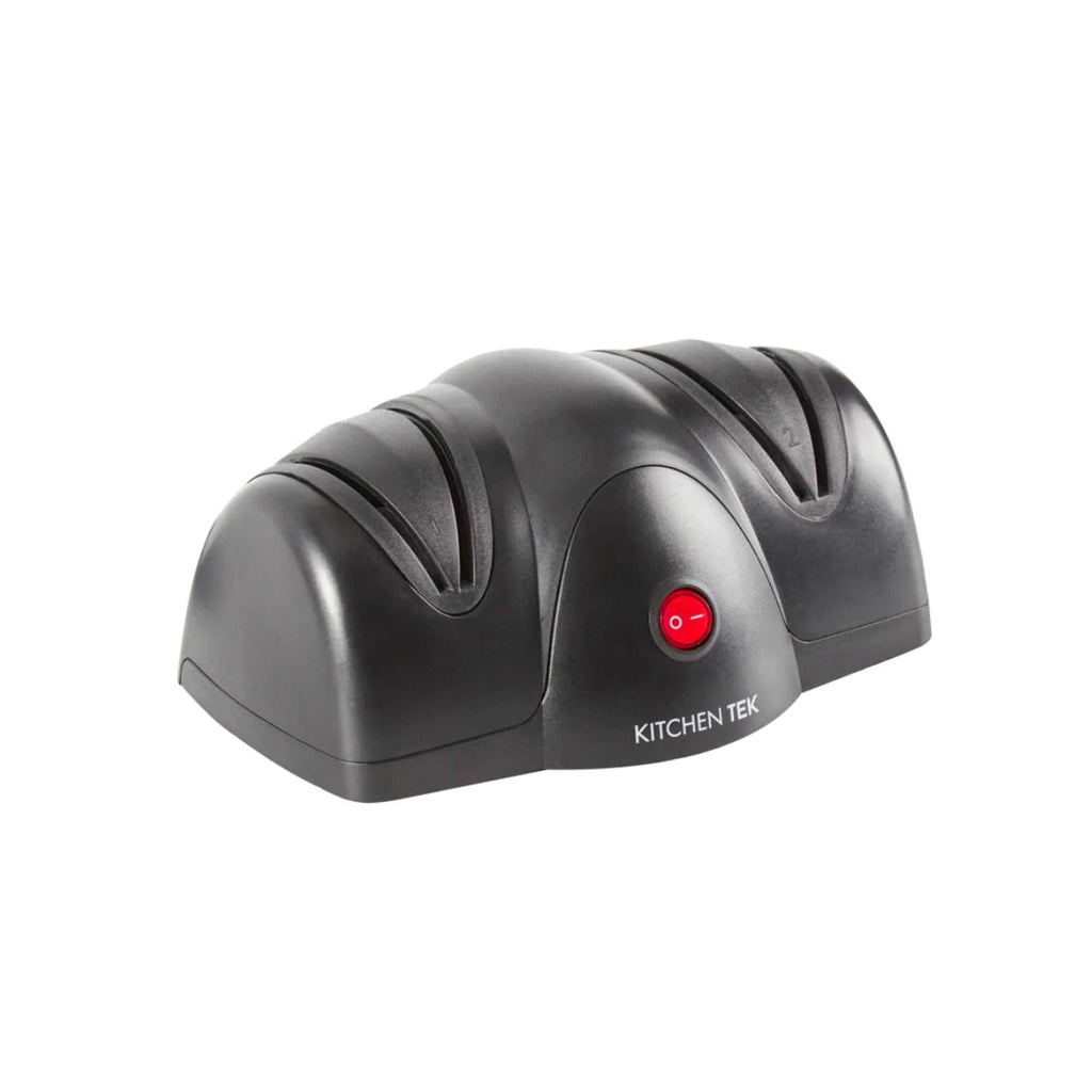 Kitchen Tek Black Plastic 2 Stage Electric Knife Sharpener - for Straight Edge Knives, 120V - 7 1/2'' x 5 3/4'' x 3 3/4'' - 1 count box
