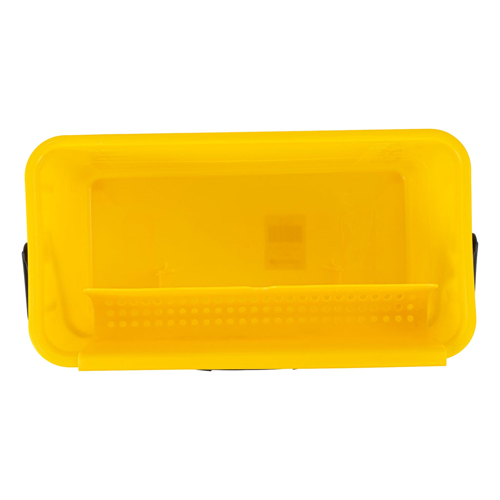 Clean Tek Professional 25 Qt Yellow Bucket - with Wheels, U-Shaped Sieve - 22" x 11 1/2" x 13 1/2" - 1 count box