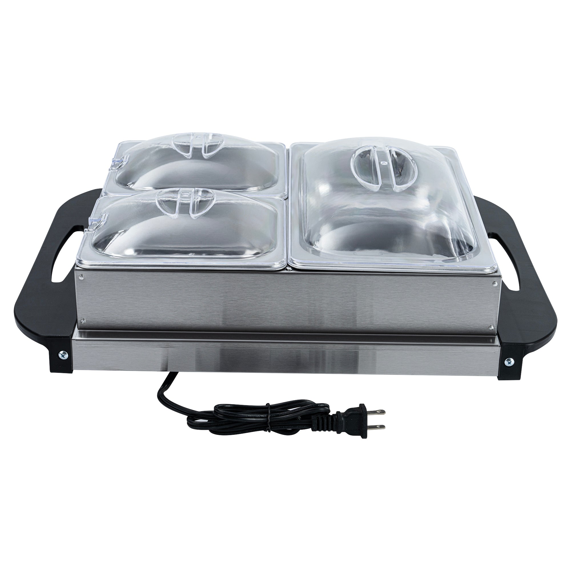 Kitchen Tek Stainless Steel Buffet Server and Food Warmer - 120V, with (2) 1 Qt and (1) 2.5 Qt Buffet Pans - 1 count box