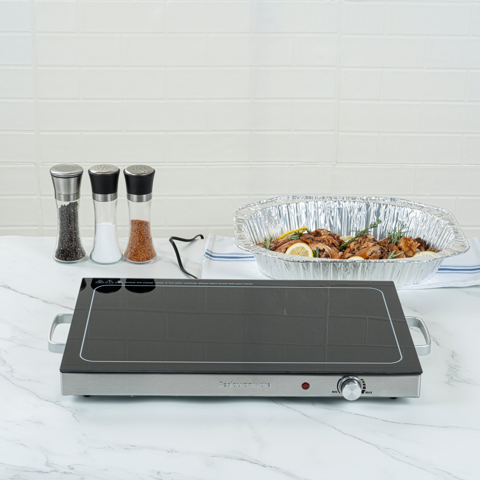 Kitchen Tek Stainless Steel Warming Tray - 120V, with Adjustable Temperature Control - 24 3/4" x 15" - 1 count box