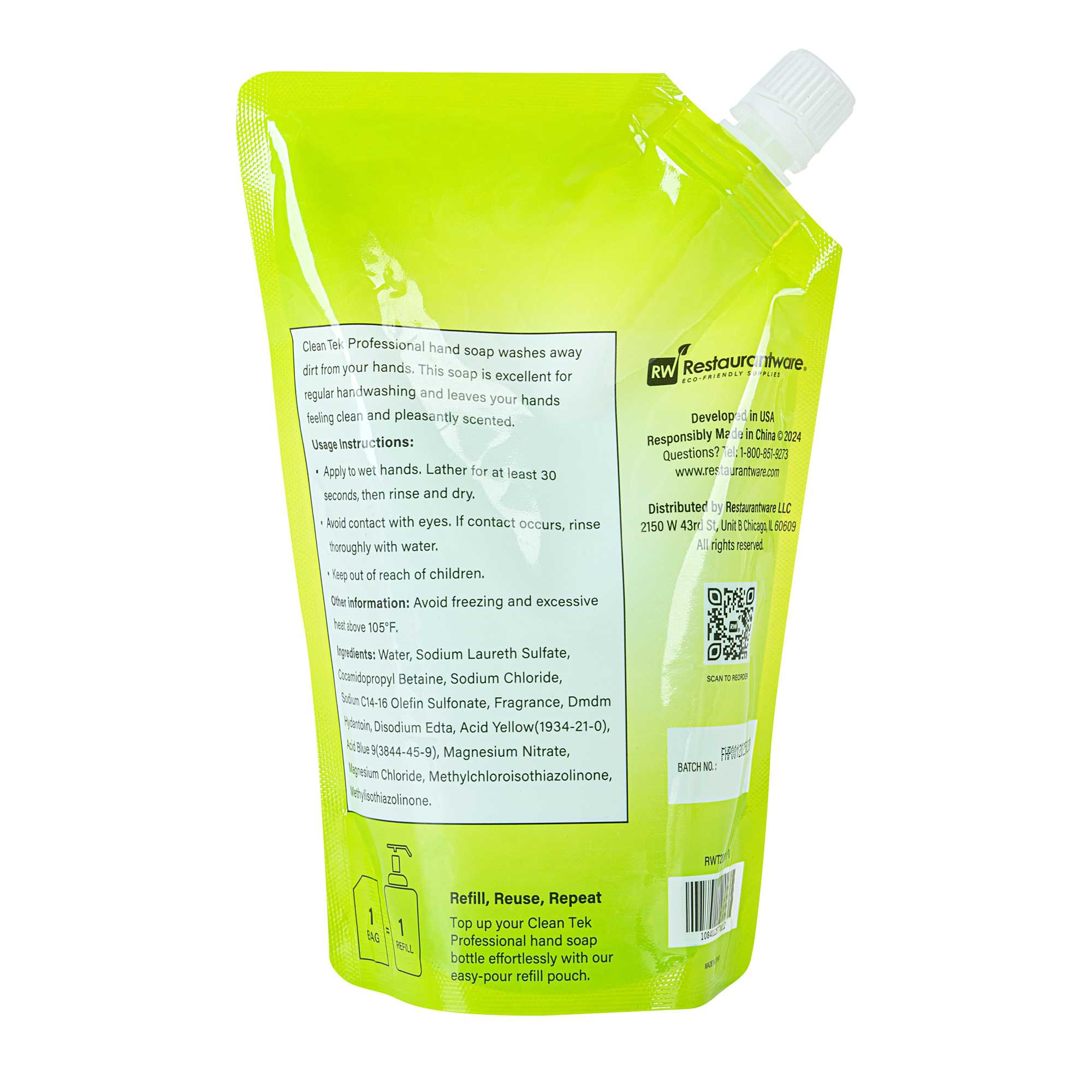 Clean Tek Professional 16.9 fl. oz Liquid Hand Soap Refill - Aloe Vera - 24 count box