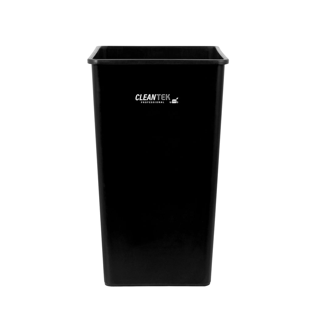 Clean Tek Professional 50 gal Square Black Plastic Trash Can - 19 1/2" x 19 1/2" x 34 1/4" - 1 count box