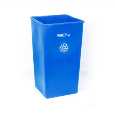 Clean Tek Professional 50 gal Square Blue Plastic Recycling Bin - 19 1/2" x 19 1/2" x 34 1/4" - 1 count box