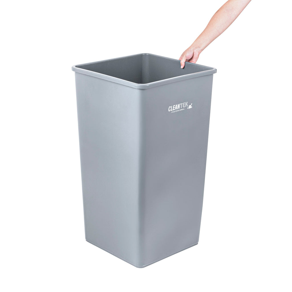 Clean Tek Professional 50 gal Square Gray Plastic Trash Can - 19 1/2" x 19 1/2" x 34 1/4" - 1 count box