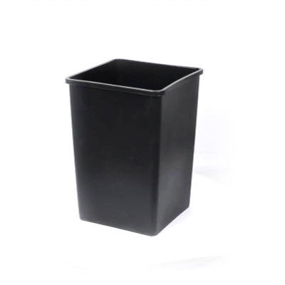 Clean Tek Professional 35 gal Square Black Plastic Trash Can - 19 1/2" x 19 1/2" x 27 3/4" - 1 count box