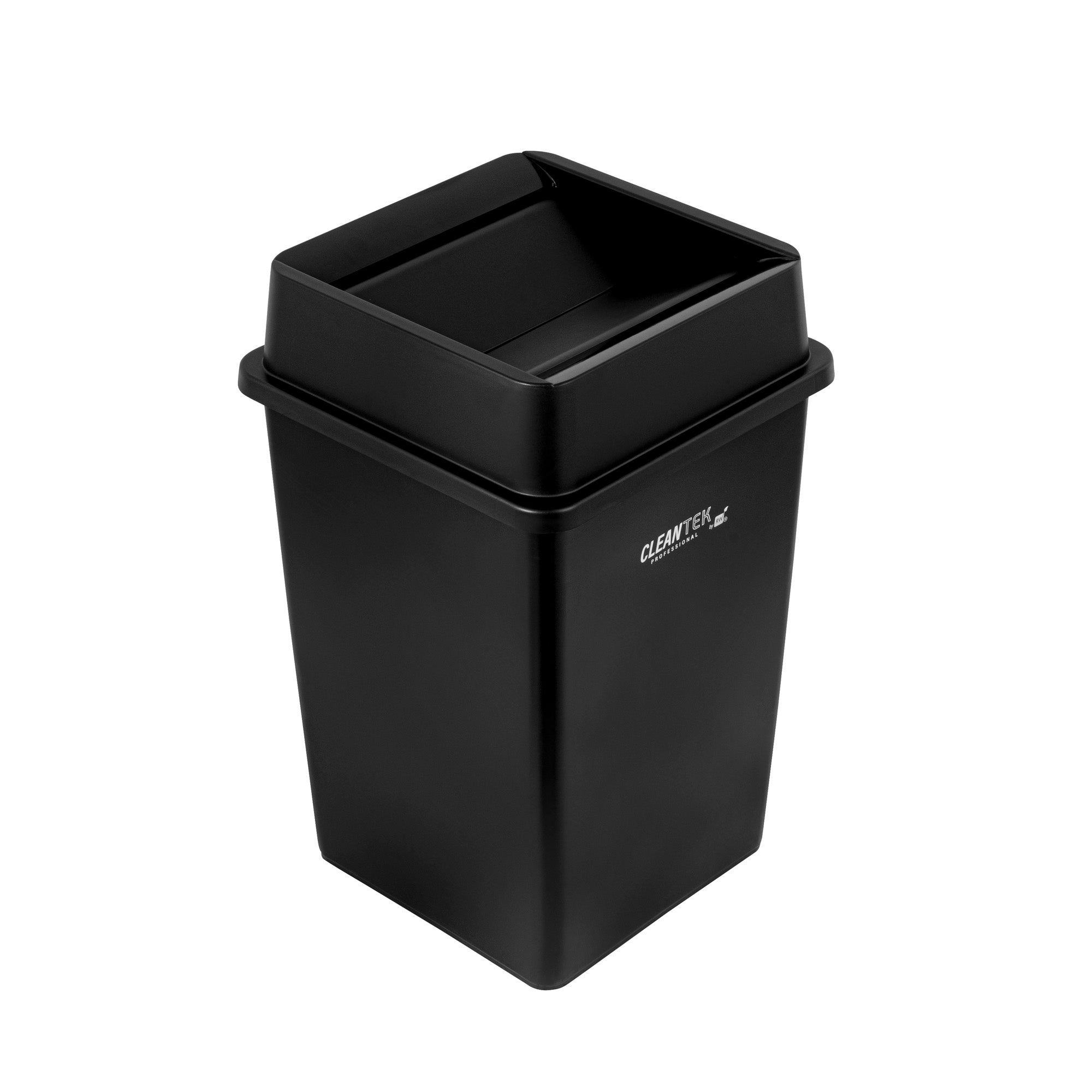 Clean Tek Professional Square Black Plastic Swing Lid - Fits 35 / 50 gal Square Trash Can - 1 count box