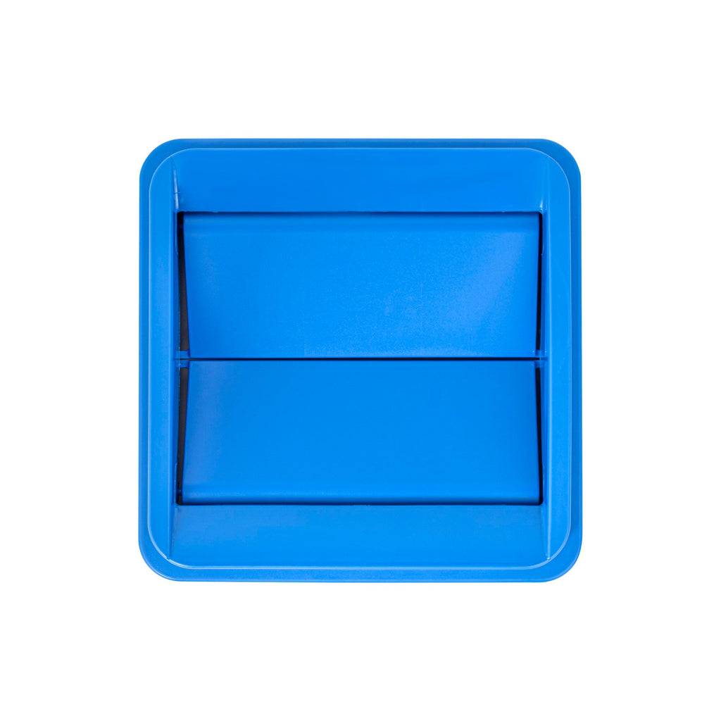 Clean Tek Professional Square Blue Plastic Swing Lid - Fits 35 / 50 gal Square Recycling Bin - 1 count box