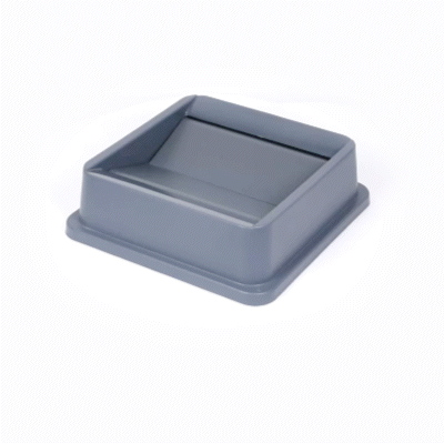 Clean Tek Professional Square Gray Plastic Swing Lid - Fits 35 / 50 gal Square Trash Can - 1 count box