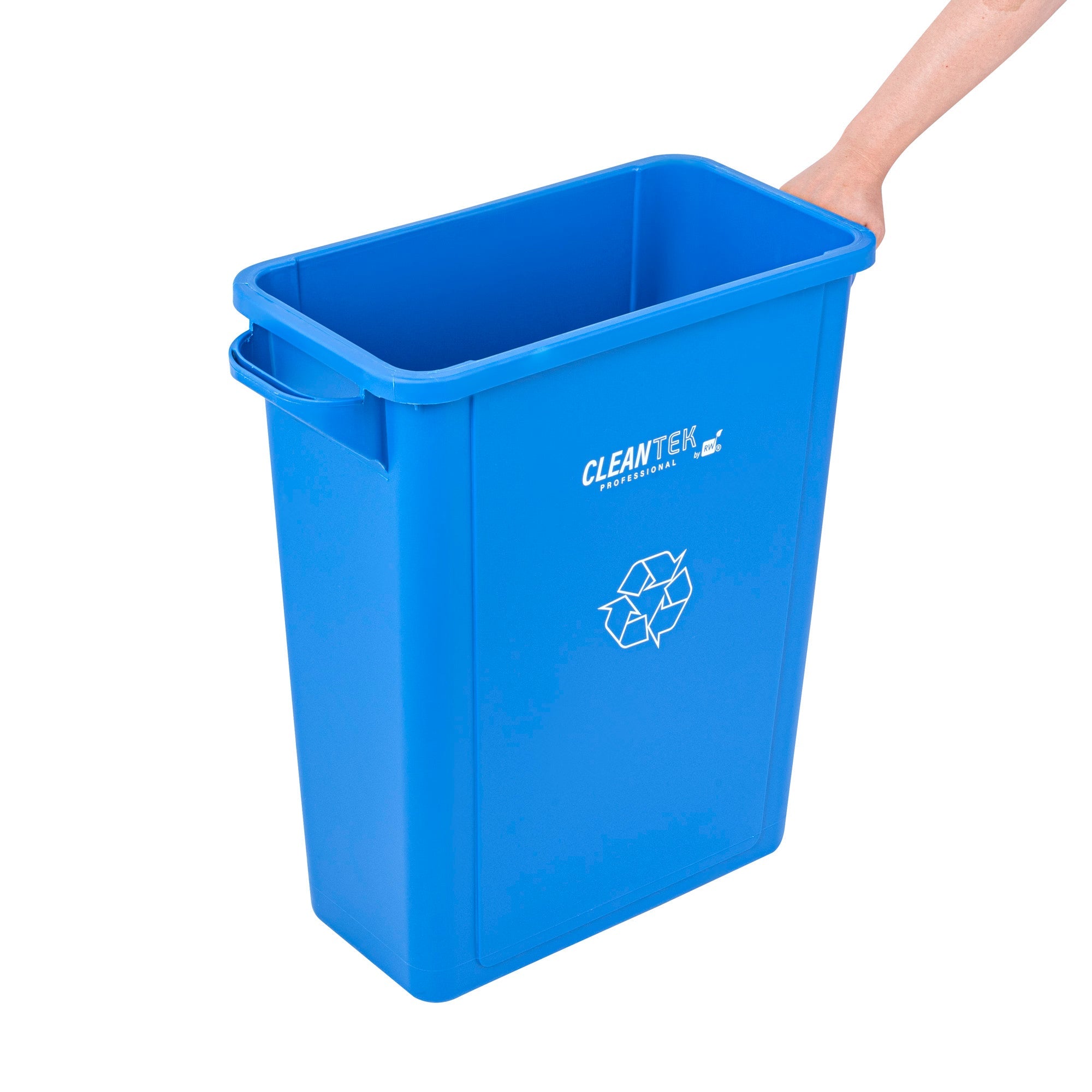 Clean Tek Professional 15 gal Rectangle Blue Plastic Slim Recycling Bin - with Handles - 24" x 10 3/4" x 24 3/4" - 1 count box