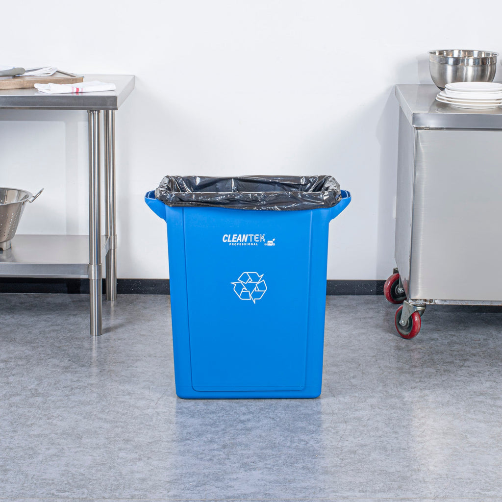 Clean Tek Professional 15 gal Rectangle Blue Plastic Slim Recycling Bin - with Handles - 24" x 10 3/4" x 24 3/4" - 1 count box