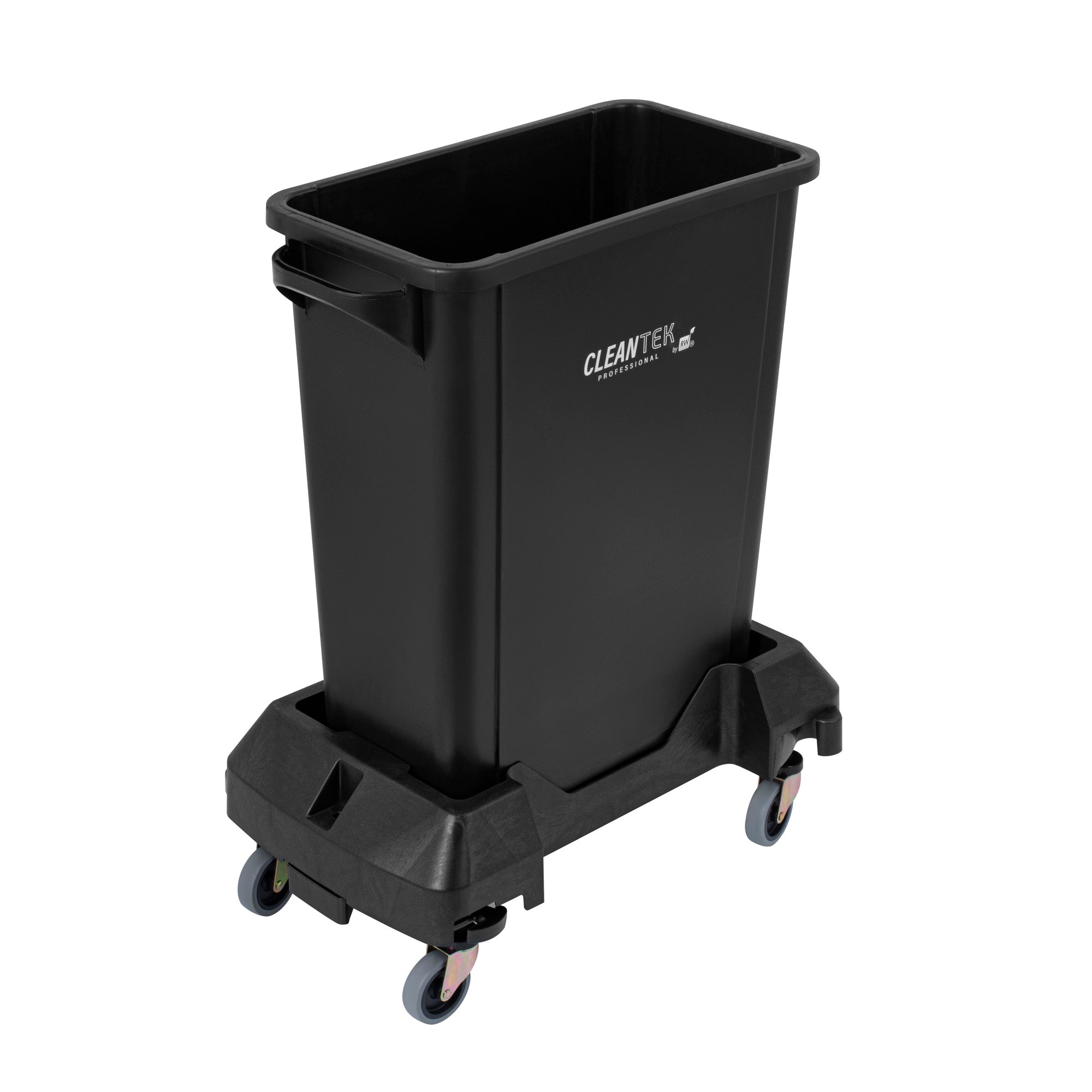 Clean Tek Professional Black Trainable Dolly - Fits 15 / 23 gal Slim Trash Can - 1 count box