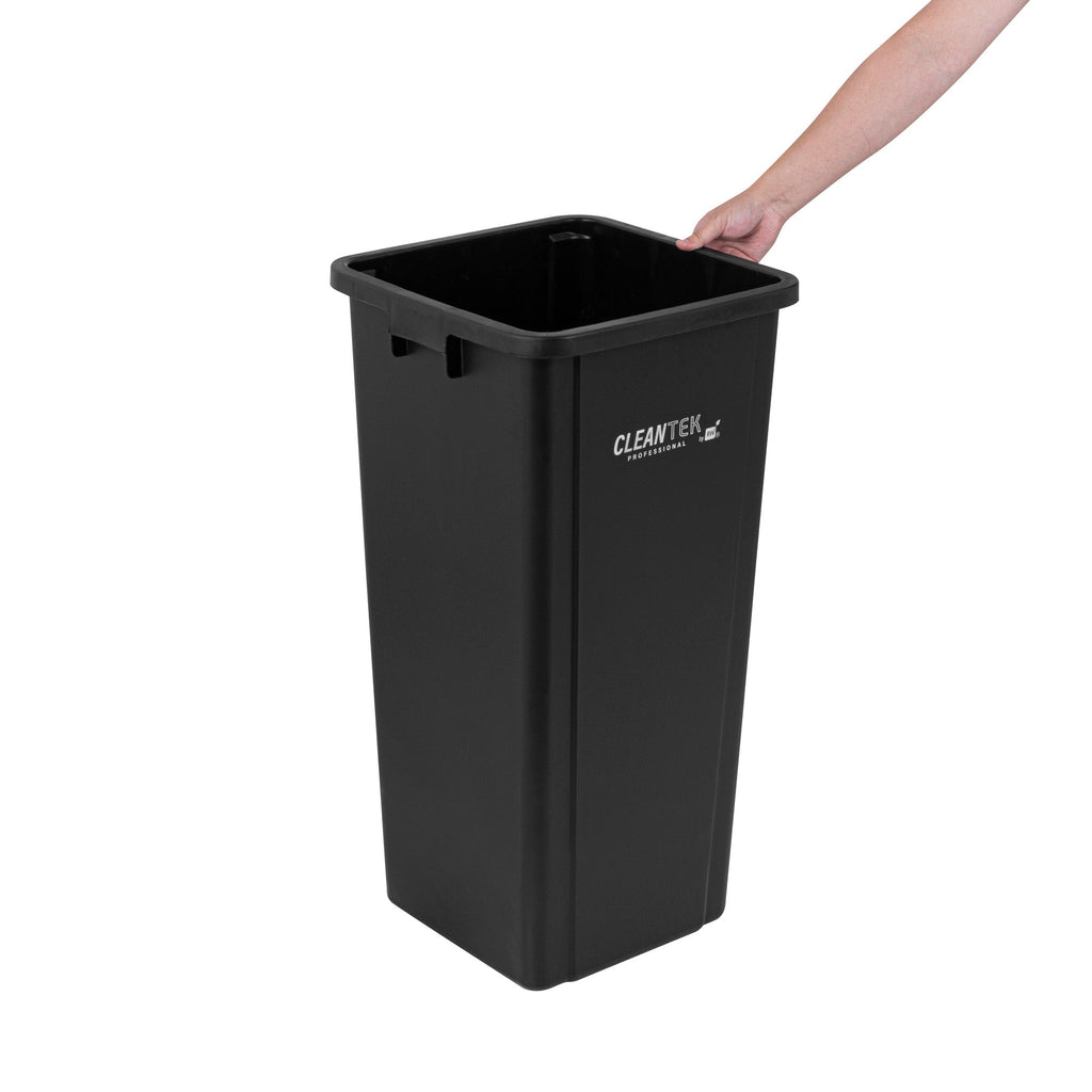 Clean Tek Professional 23 gal Square Black Plastic Trash Can - 16" x 15 3/4" x 30 3/4" - 1 count box