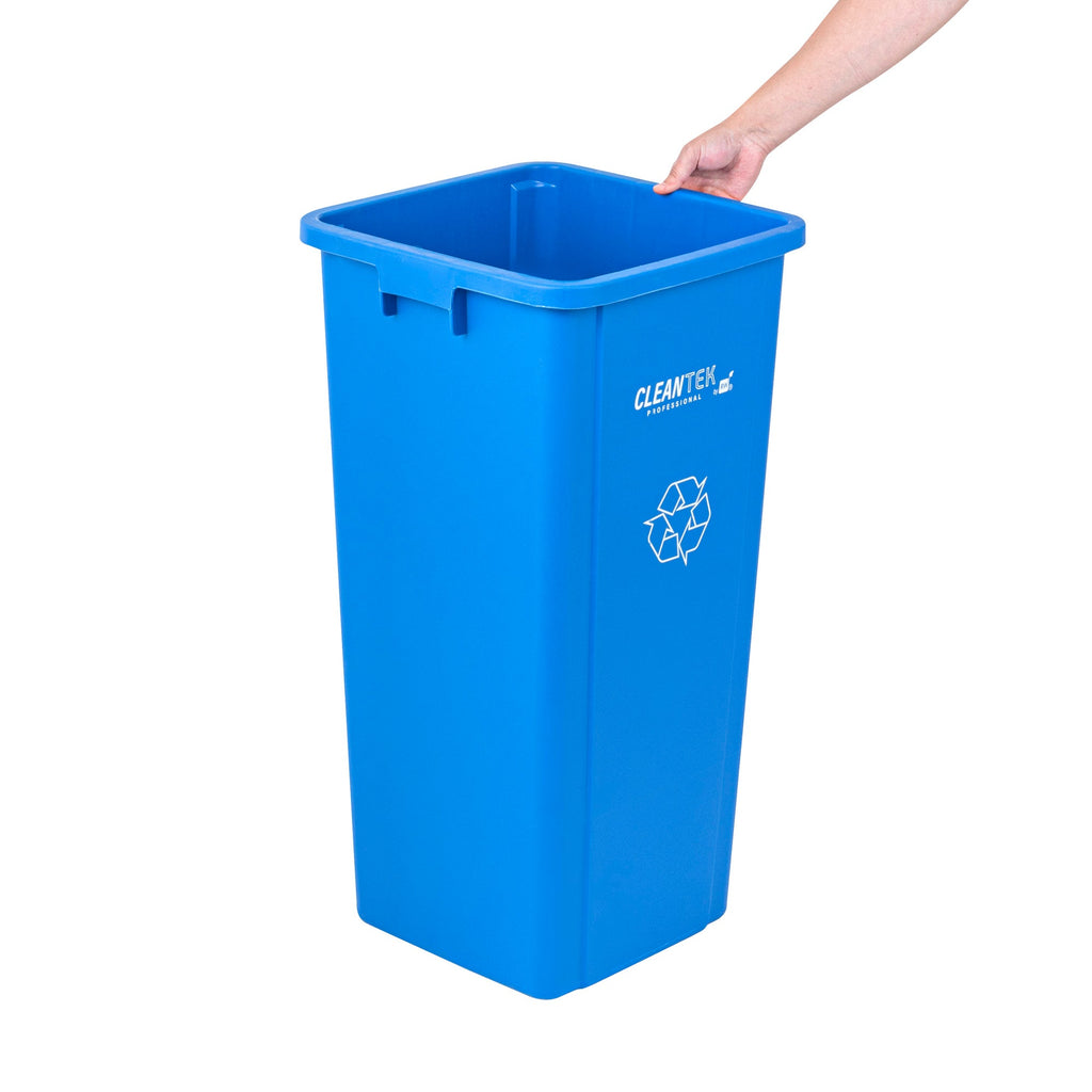Clean Tek Professional 23 gal Square Blue Plastic Recycling Bin - 16" x 15 3/4" x 30 3/4" - 1 count box