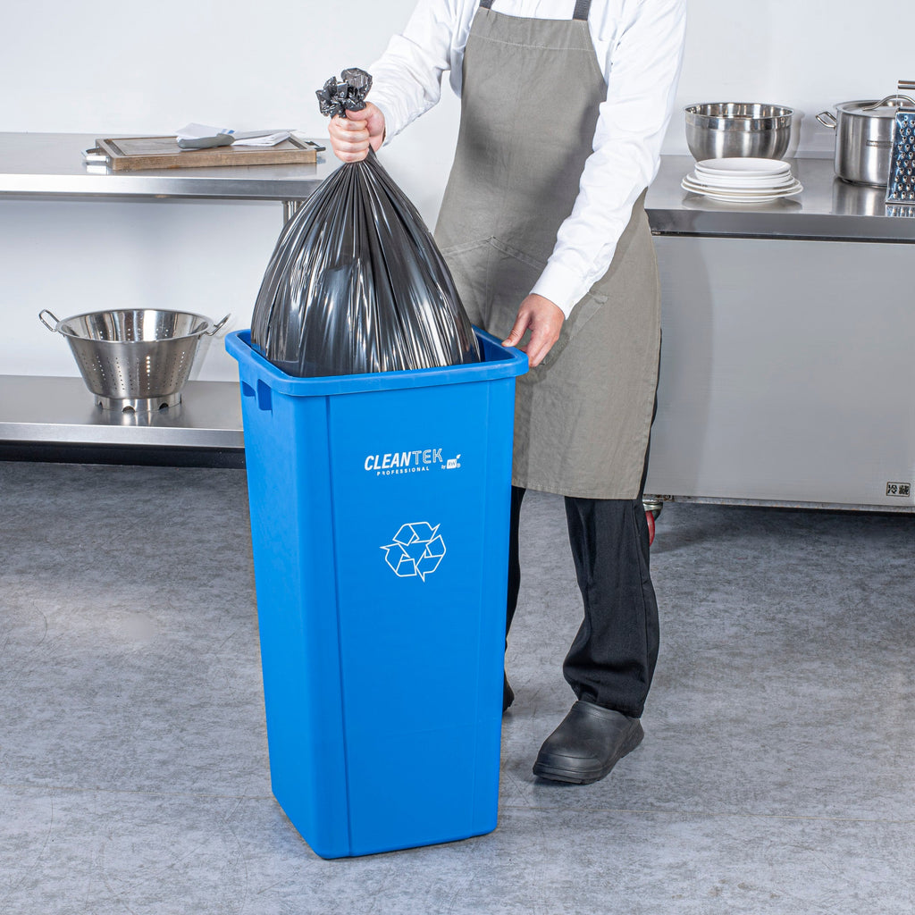 Clean Tek Professional 23 gal Square Blue Plastic Recycling Bin - 16" x 15 3/4" x 30 3/4" - 1 count box