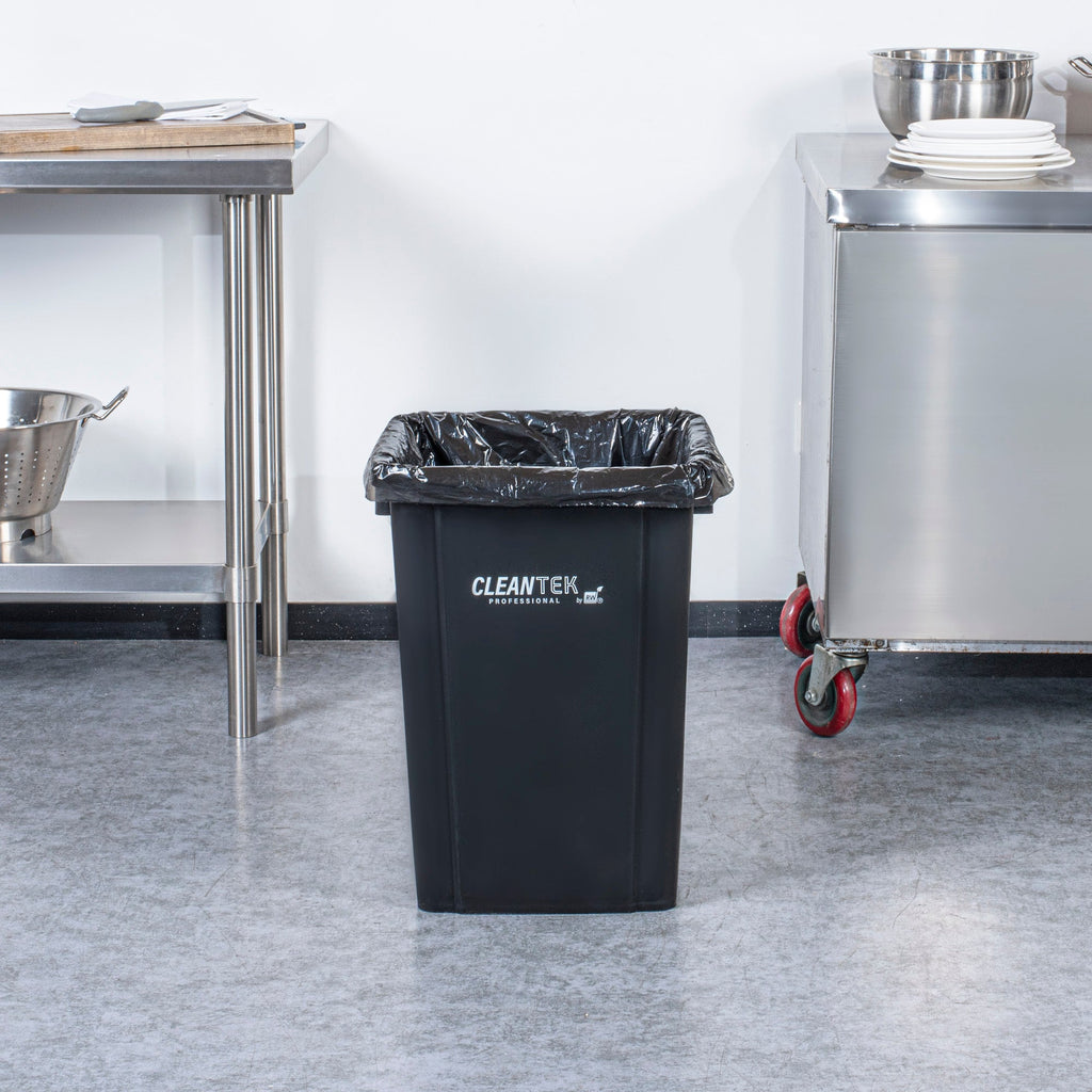 Clean Tek Professional 19 gal Square Black Plastic Trash Can - 16" x 16" x 21 1/4" - 1 count box