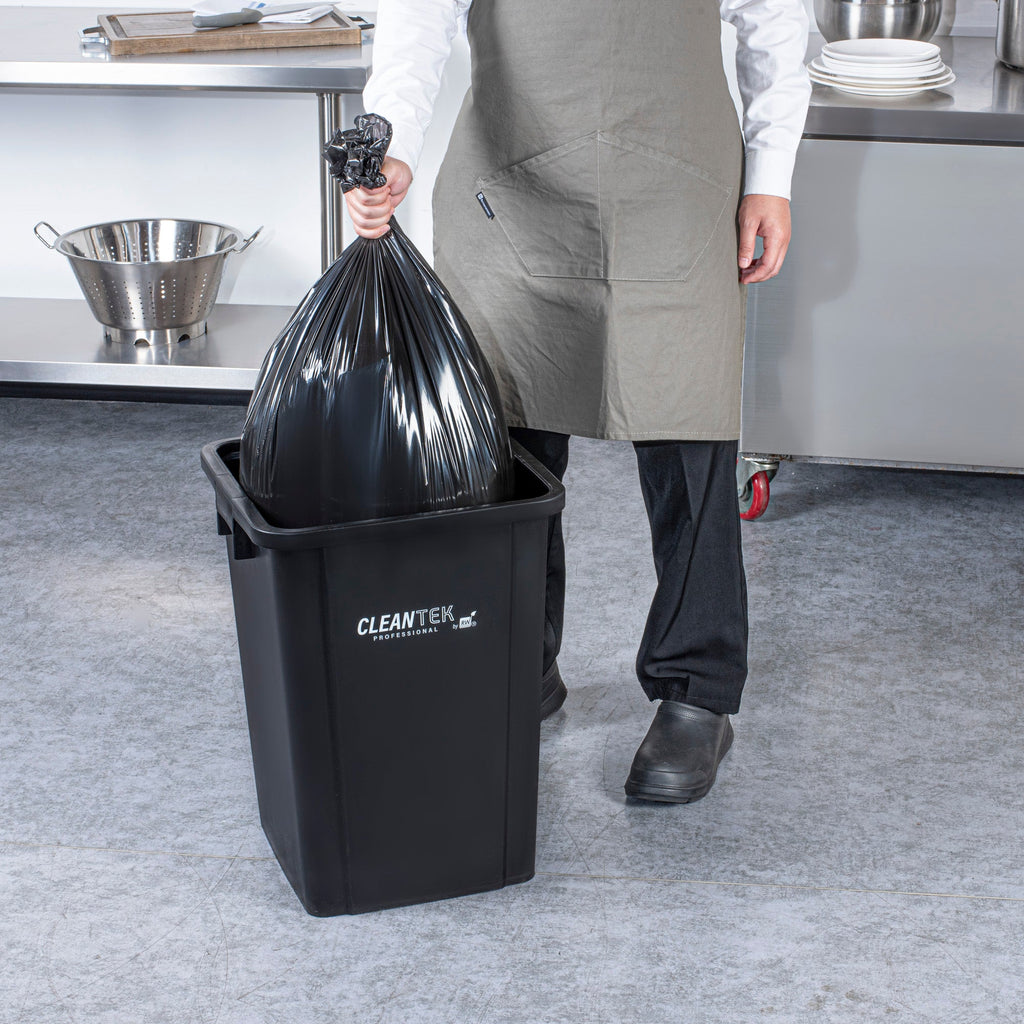 Clean Tek Professional 19 gal Square Black Plastic Trash Can - 16" x 16" x 21 1/4" - 1 count box