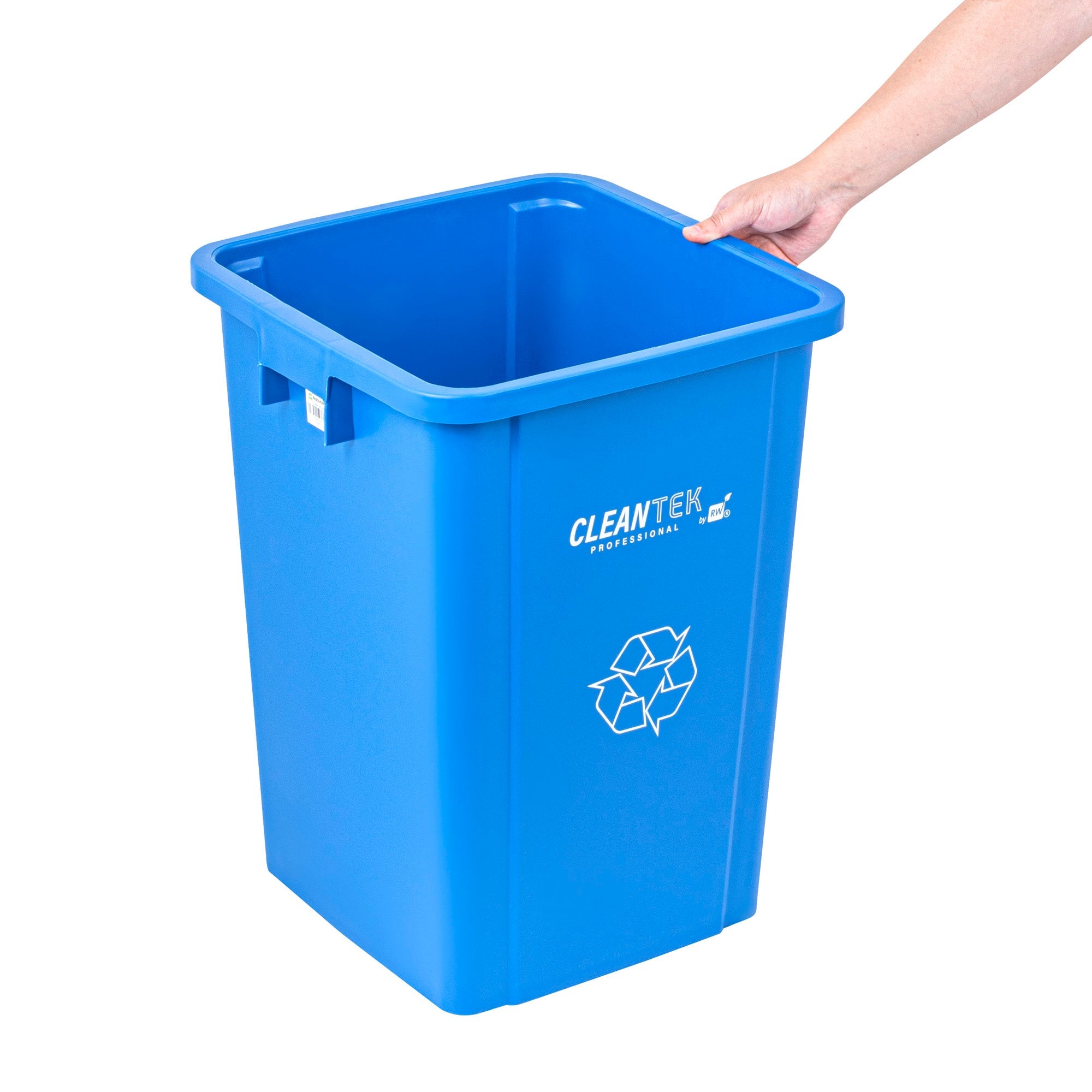 Clean Tek Professional 19 gal Square Blue Plastic Recycling Bin - 16" x 16" x 21 1/4" - 1 count box