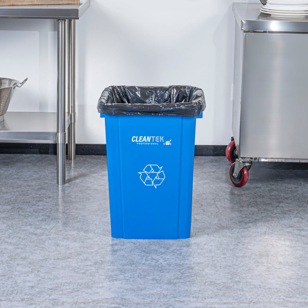 Clean Tek Professional 19 gal Square Blue Plastic Recycling Bin - 16" x 16" x 21 1/4" - 1 count box