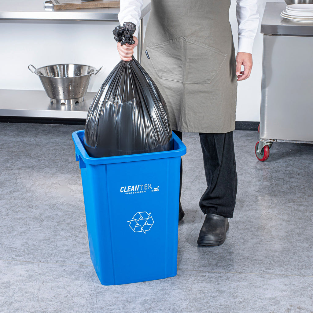 Clean Tek Professional 19 gal Square Blue Plastic Recycling Bin - 16" x 16" x 21 1/4" - 1 count box