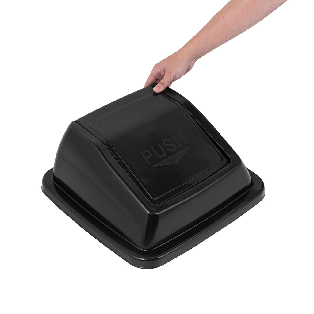 Clean Tek Professional Black Dome Top Lid - with Swing Door, Fits 19 / 23 gal Square Trash Can - 1 count box