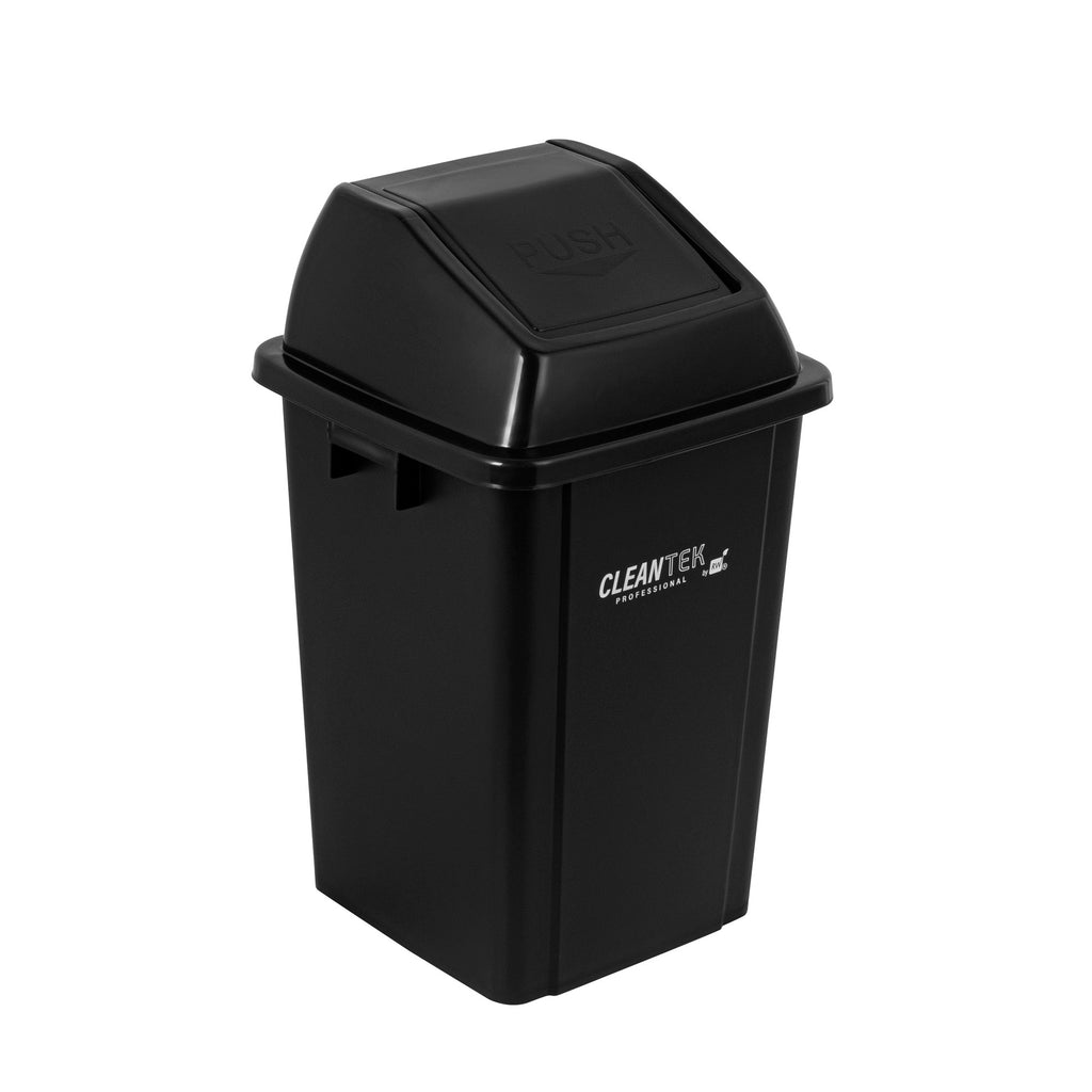 Clean Tek Professional Black Dome Top Lid - with Swing Door, Fits 19 / 23 gal Square Trash Can - 1 count box