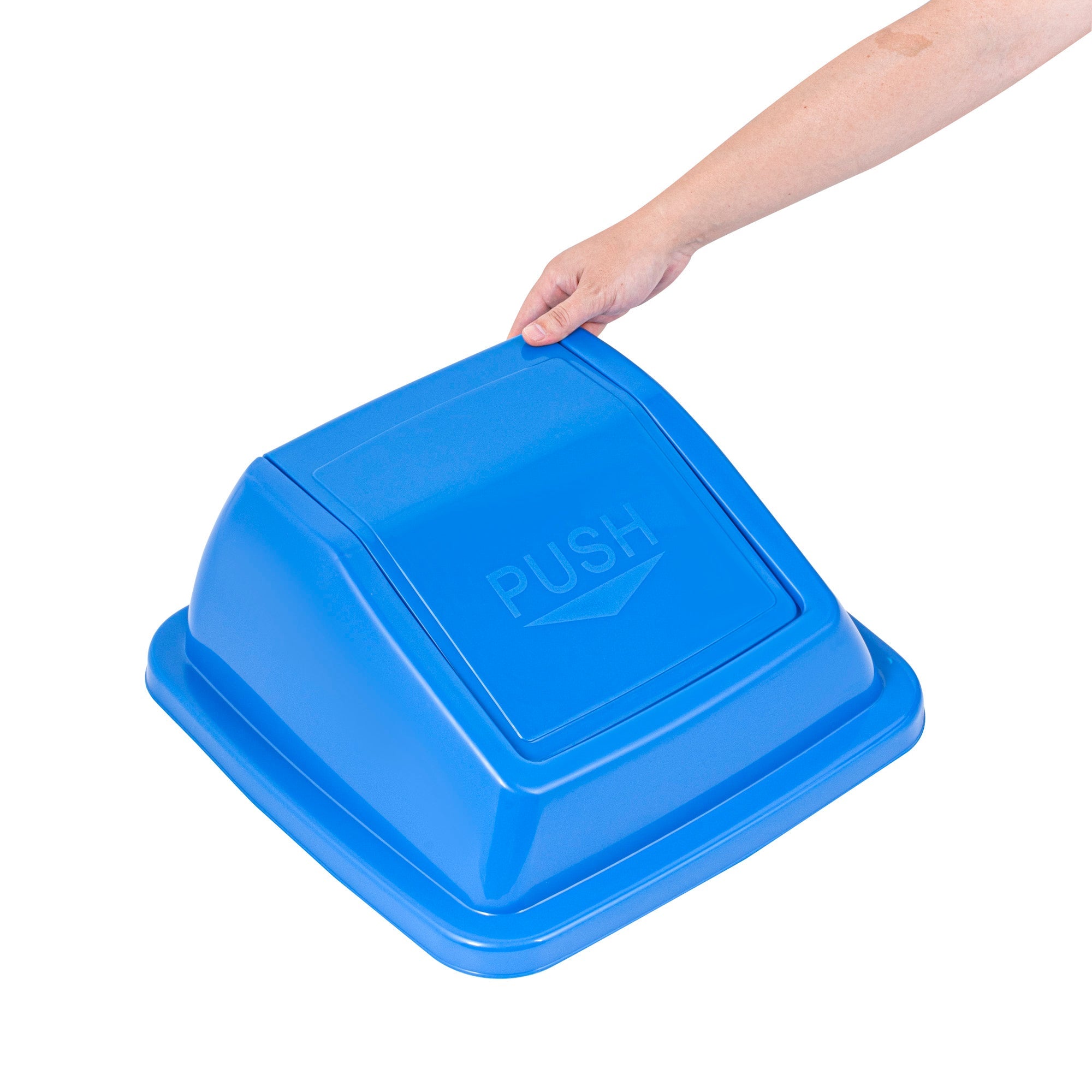 Clean Tek Professional Blue Dome Top Lid - with Swing Door, Fits 19 / 23 gal Square Recycling Bin - 1 count box