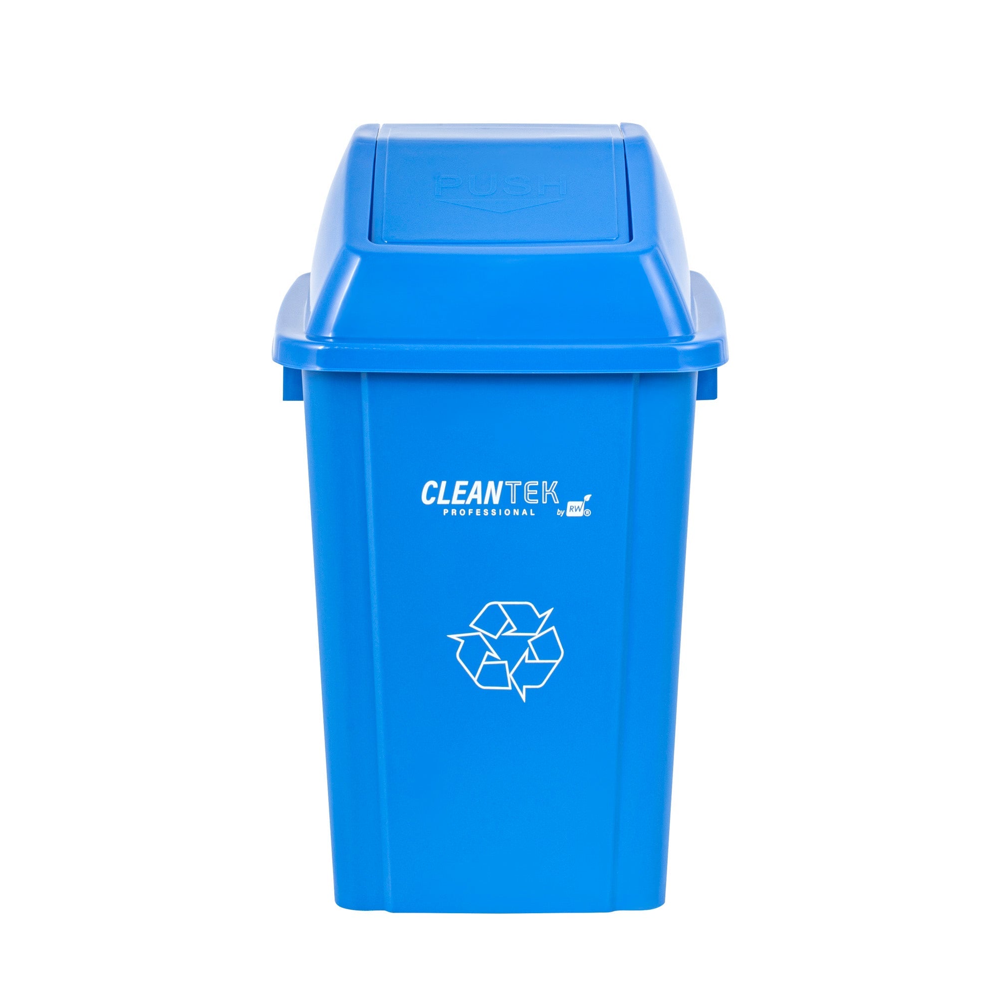 Clean Tek Professional Blue Dome Top Lid - with Swing Door, Fits 19 / 23 gal Square Recycling Bin - 1 count box