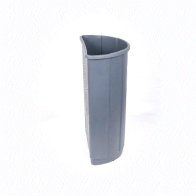 Clean Tek Professional 21 gal Half Round Gray Plastic Trash Can - 20 3/4" x 11 3/4" x 28 1/4" - 1 count box