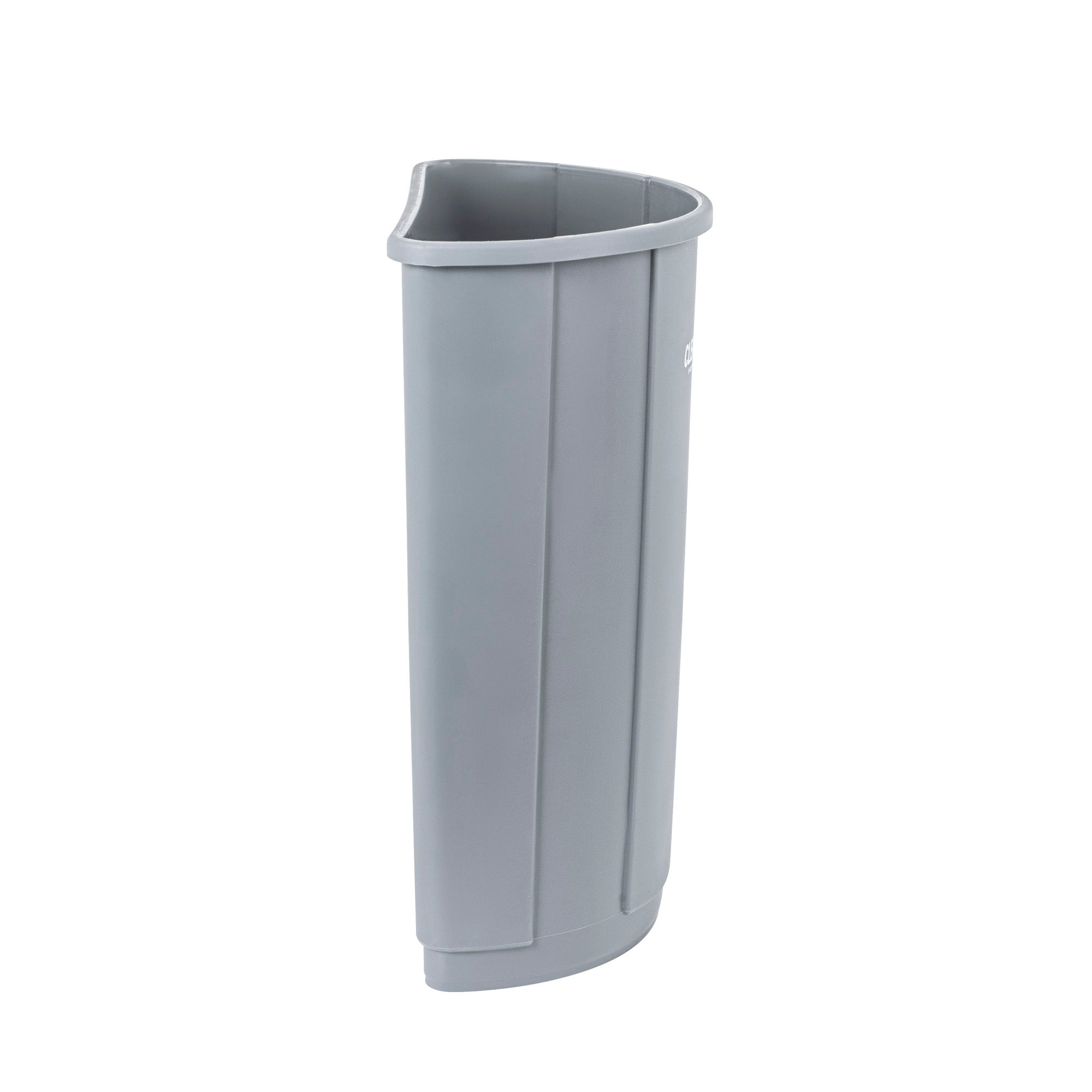 Clean Tek Professional 21 gal Half Round Gray Plastic Trash Can - 20 3/4" x 11 3/4" x 28 1/4" - 1 count box