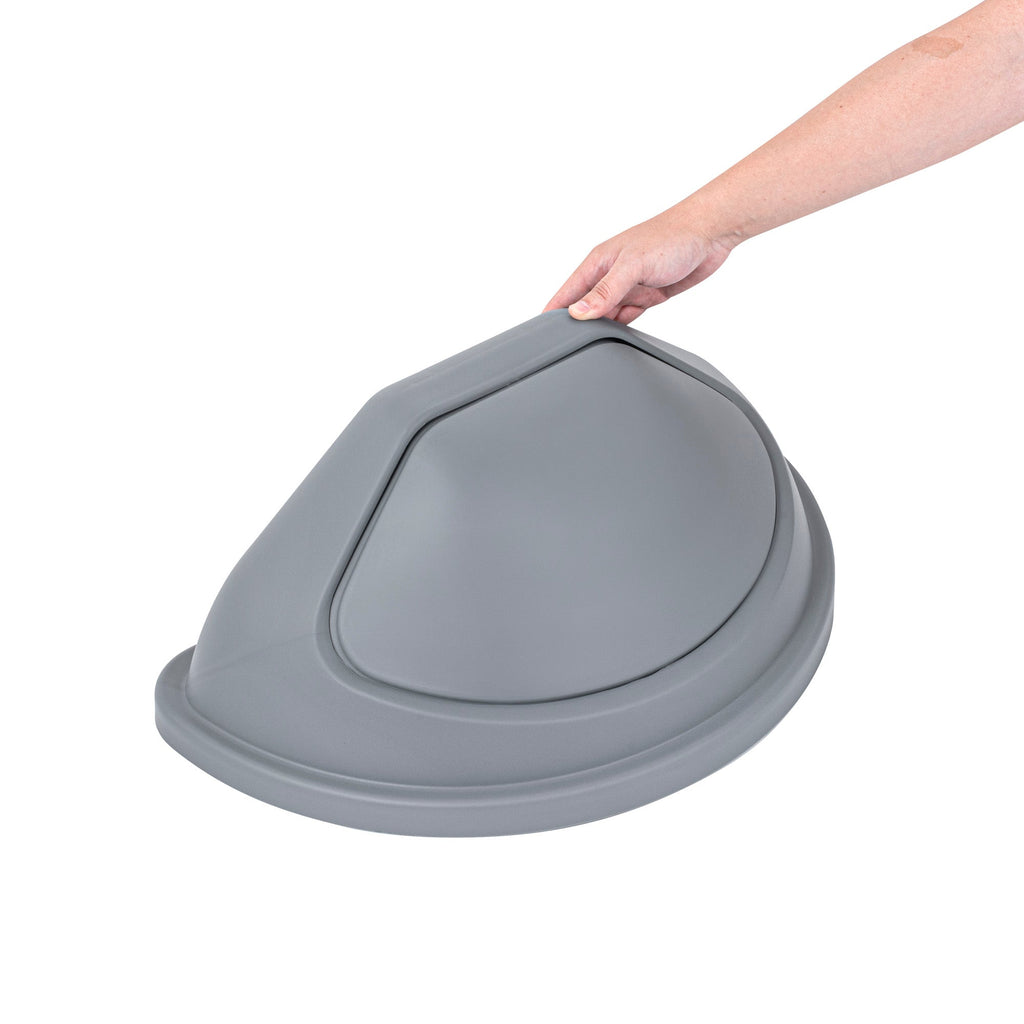 Clean Tek Professional Gray Dome Top Lid - with Swing Door, Fits 21 gal Half Round Trash Can - 1 count box