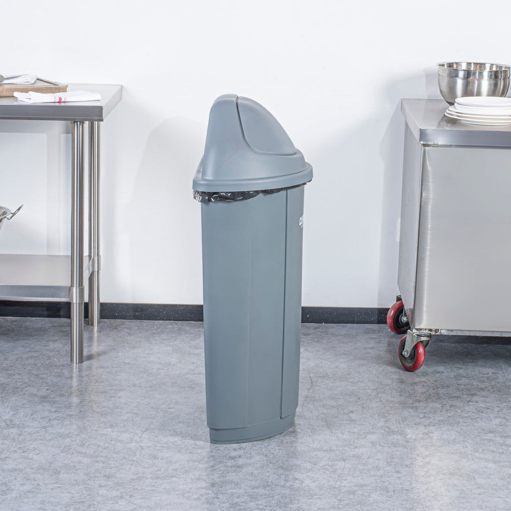 Clean Tek Professional Gray Dome Top Lid - with Swing Door, Fits 21 gal Half Round Trash Can - 1 count box