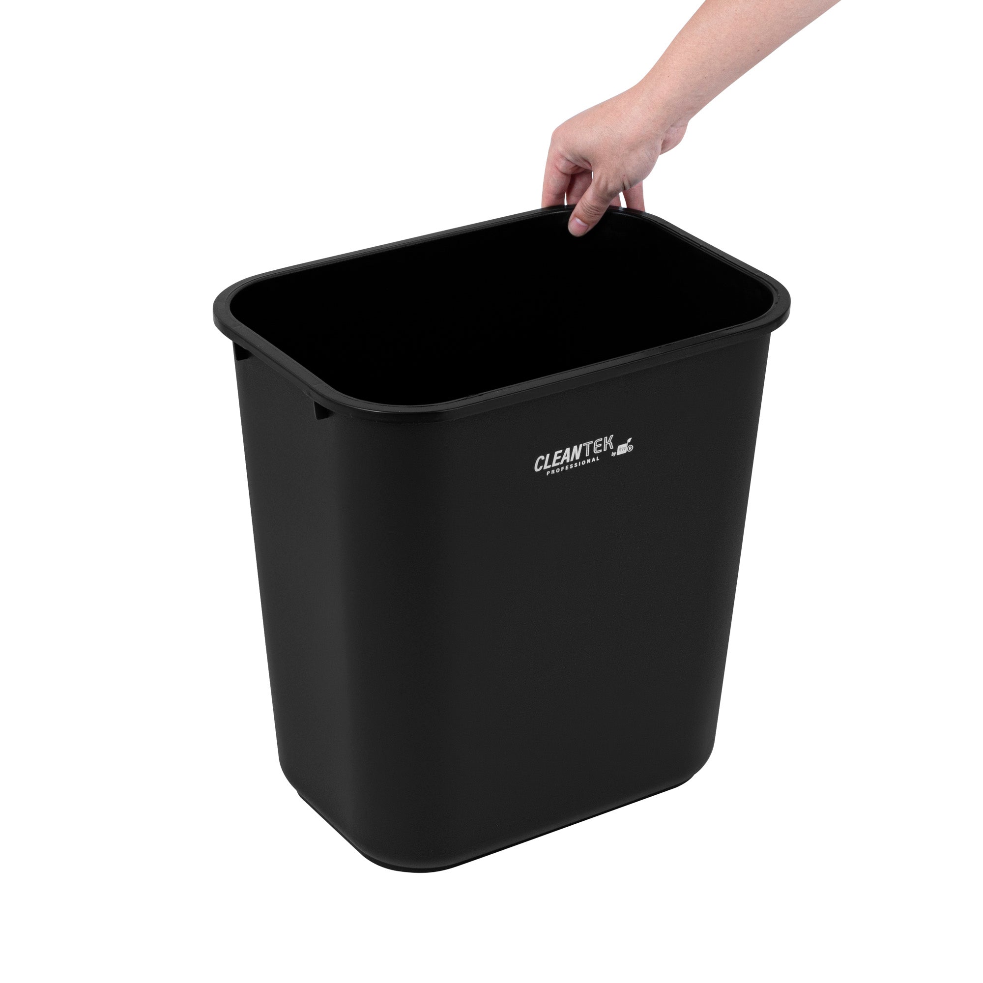 Clean Tek Professional 28 qt / 7 gal Rectangle Black Wastebasket / Trash Can - 14 1/2" x 10 1/2" x 15 1/4" - 1 count box