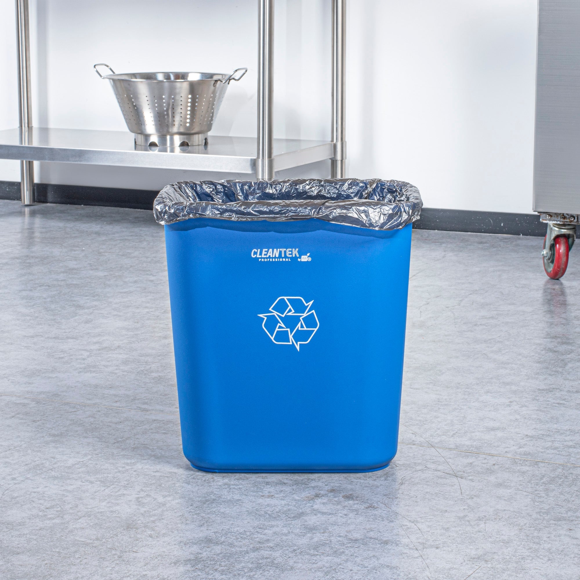 Clean Tek Professional 28 qt / 7 gal Rectangle Blue Recycling Wastebasket / Trash Can - 14 1/2" x 10 1/2" x 15 1/4" - 1 count box
