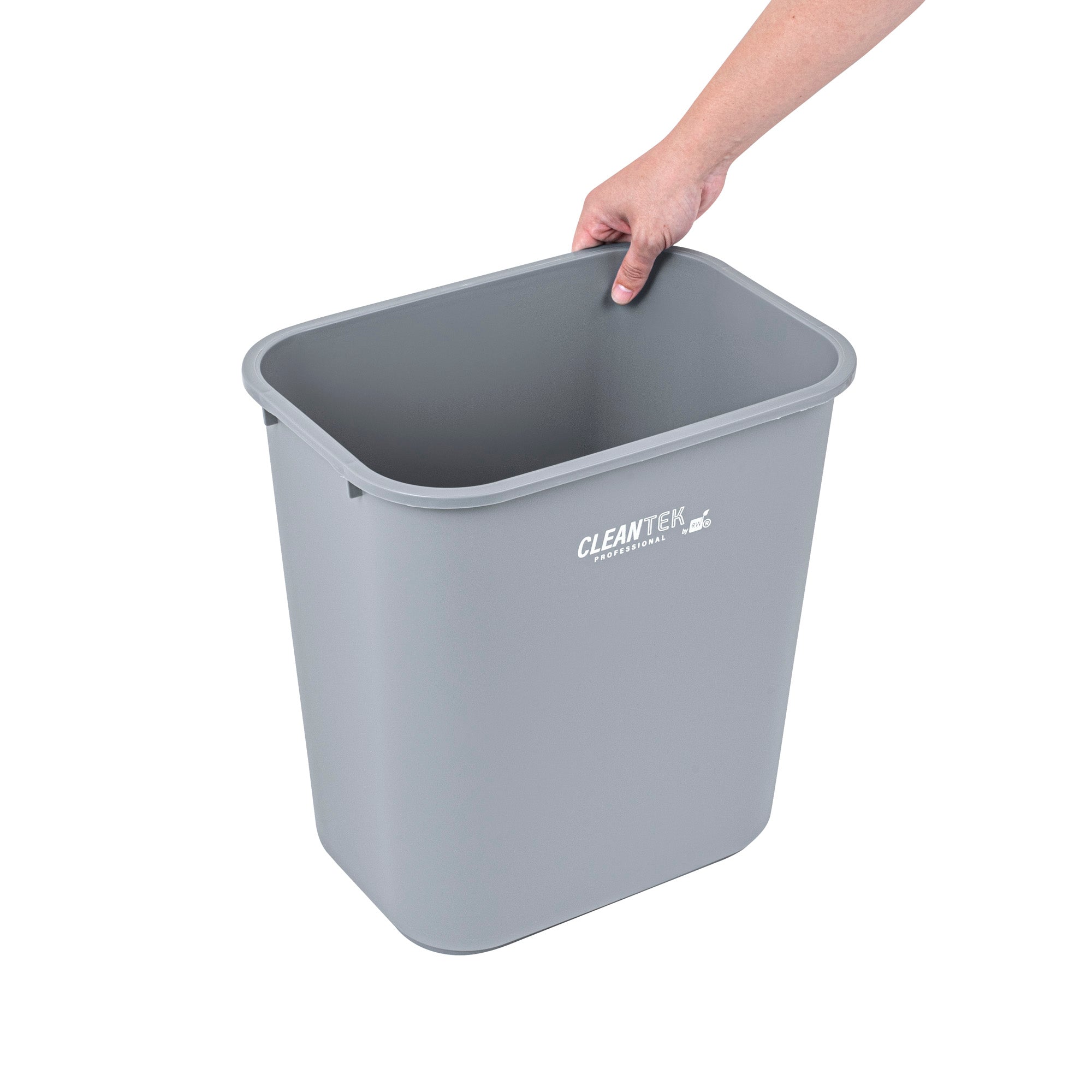 Clean Tek Professional 28 qt / 7 gal Rectangle Gray Wastebasket / Trash Can - 14 1/2" x 10 1/2" x 15 1/4" - 1 count box